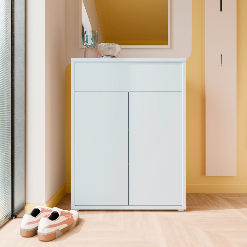 Alice Springs Shoe Cabinet with 2 Doors Push-to-Open & 1 Drawer Push-to-Open in Light Grey
