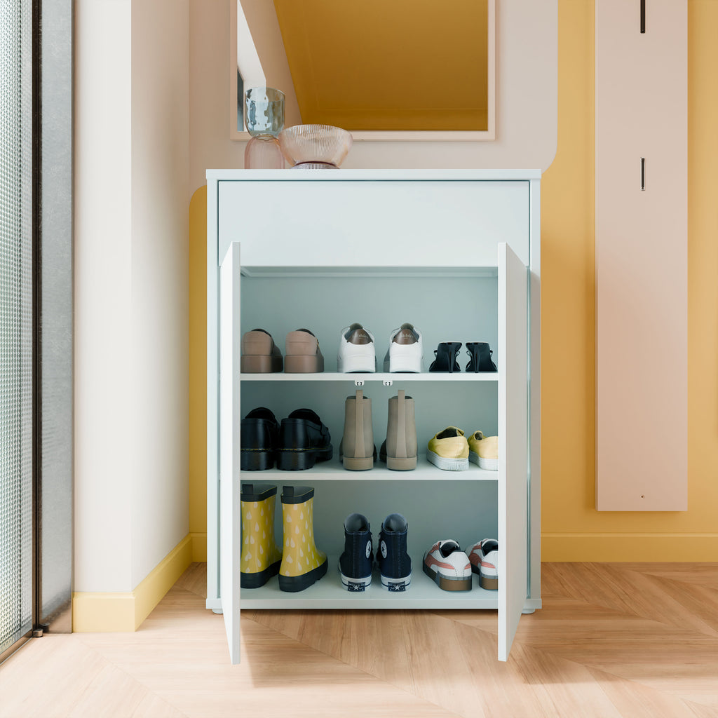 Alice Springs Shoe Cabinet with 2 Doors Push-to-Open & 1 Drawer Push-to-Open in Light Grey