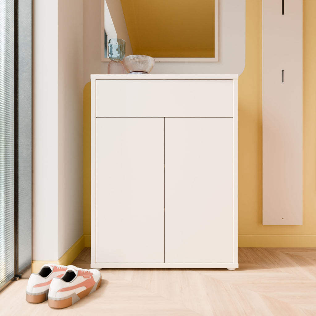Alice Springs Compact Shoe Cabinet with 2 Doors Push-to-Open & 1 Drawer Push-to-Open in Sand