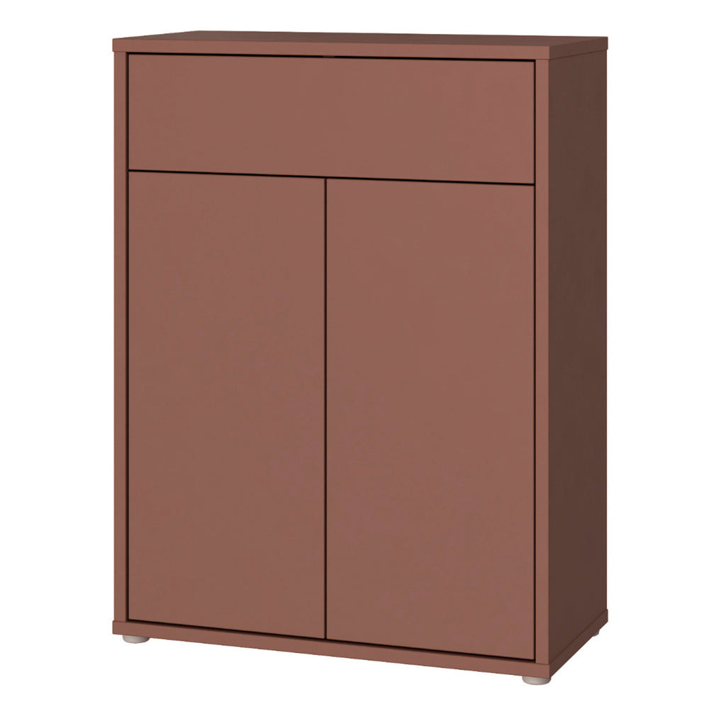 Alice Springs Compact Shoe Cabinet with 2 Doors Push-to-Open & 1 Drawer Push-to-Open in Terracotta