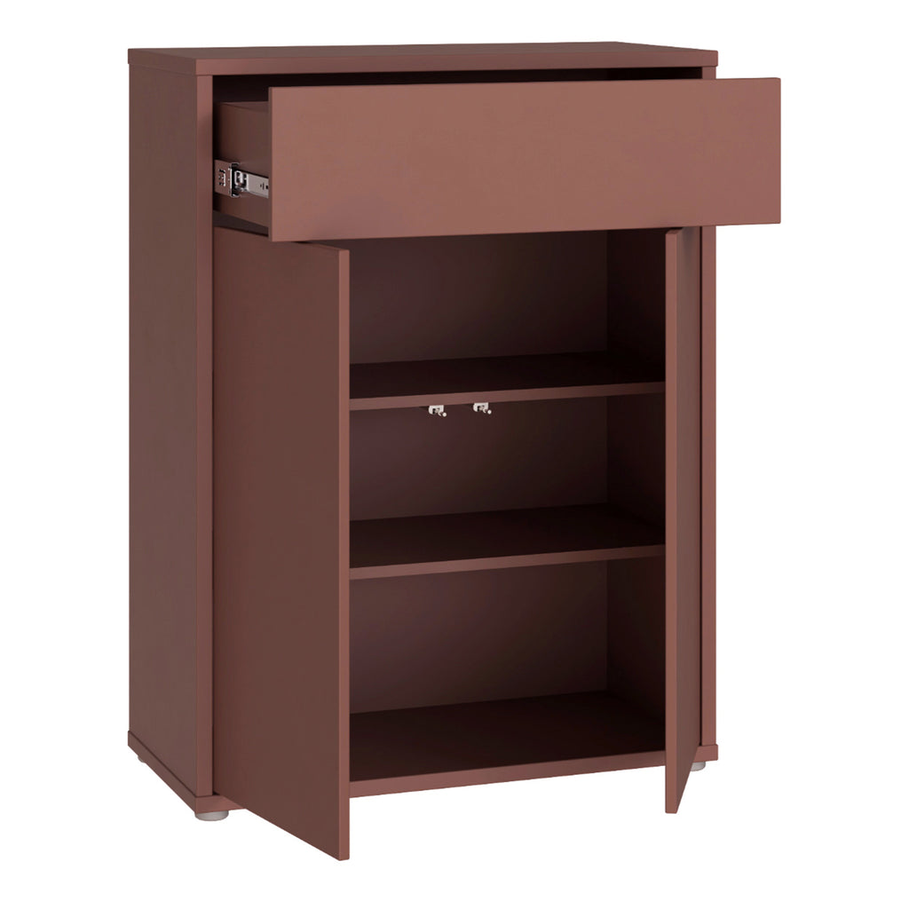 Alice Springs Compact Shoe Cabinet with 2 Doors Push-to-Open & 1 Drawer Push-to-Open in Terracotta