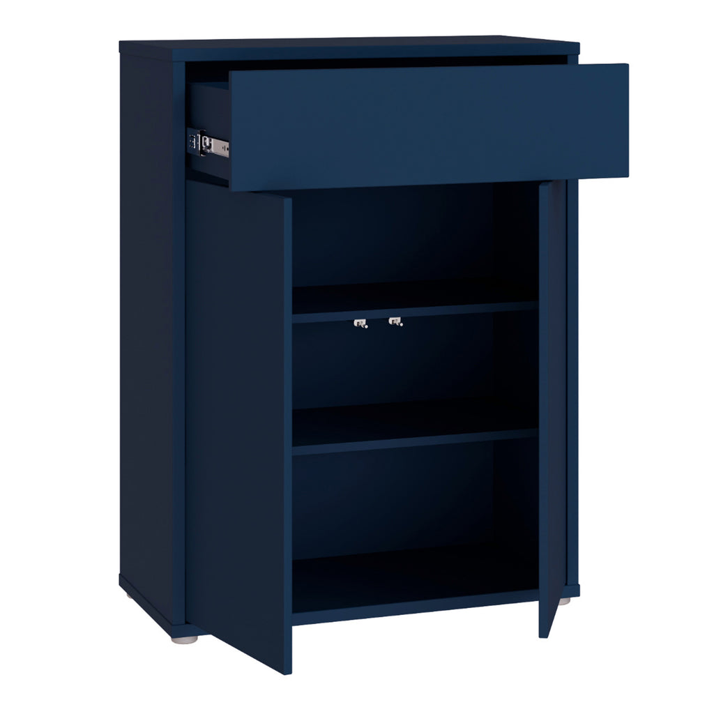 Alice Springs Compact Shoe Cabinet with 2 Doors Push-to-Open & 1 Drawer Push-to-Open in Night Blue