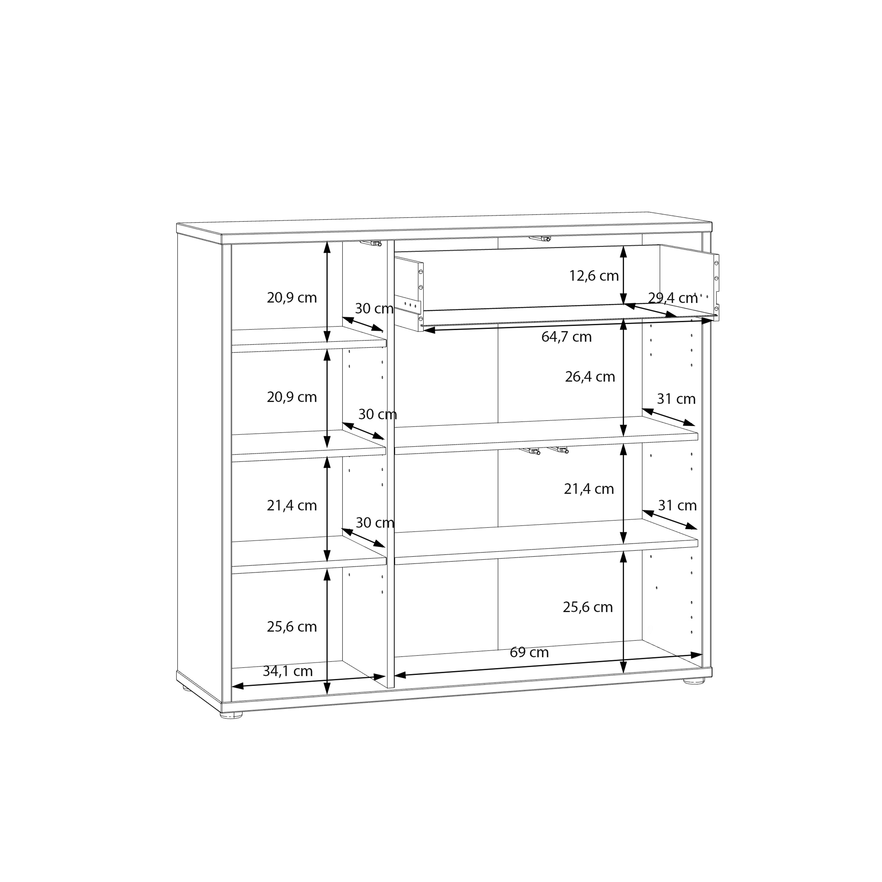 Alice Springs Shoe Cabinet with 3 Doors Push-to-Open & 1 Drawer Push-to-Open in Sand