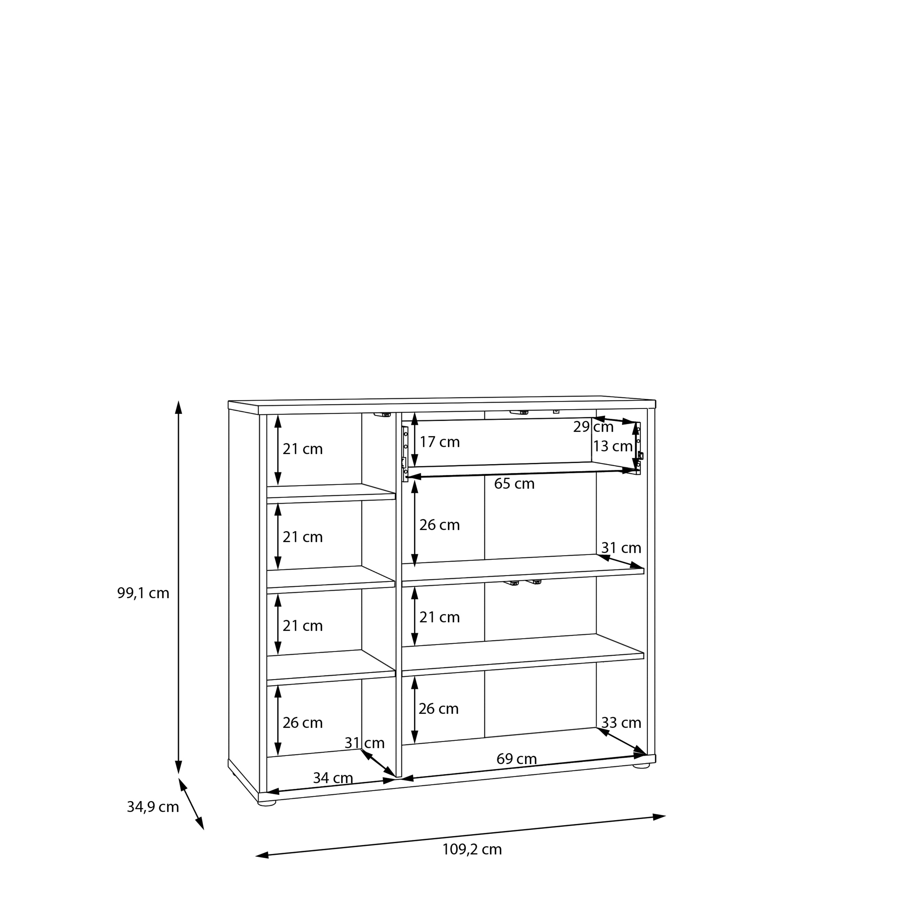 Alice Springs Sideboard with 3 Doors Push-to-Open & 1 Drawer Push-to-Open in Sand