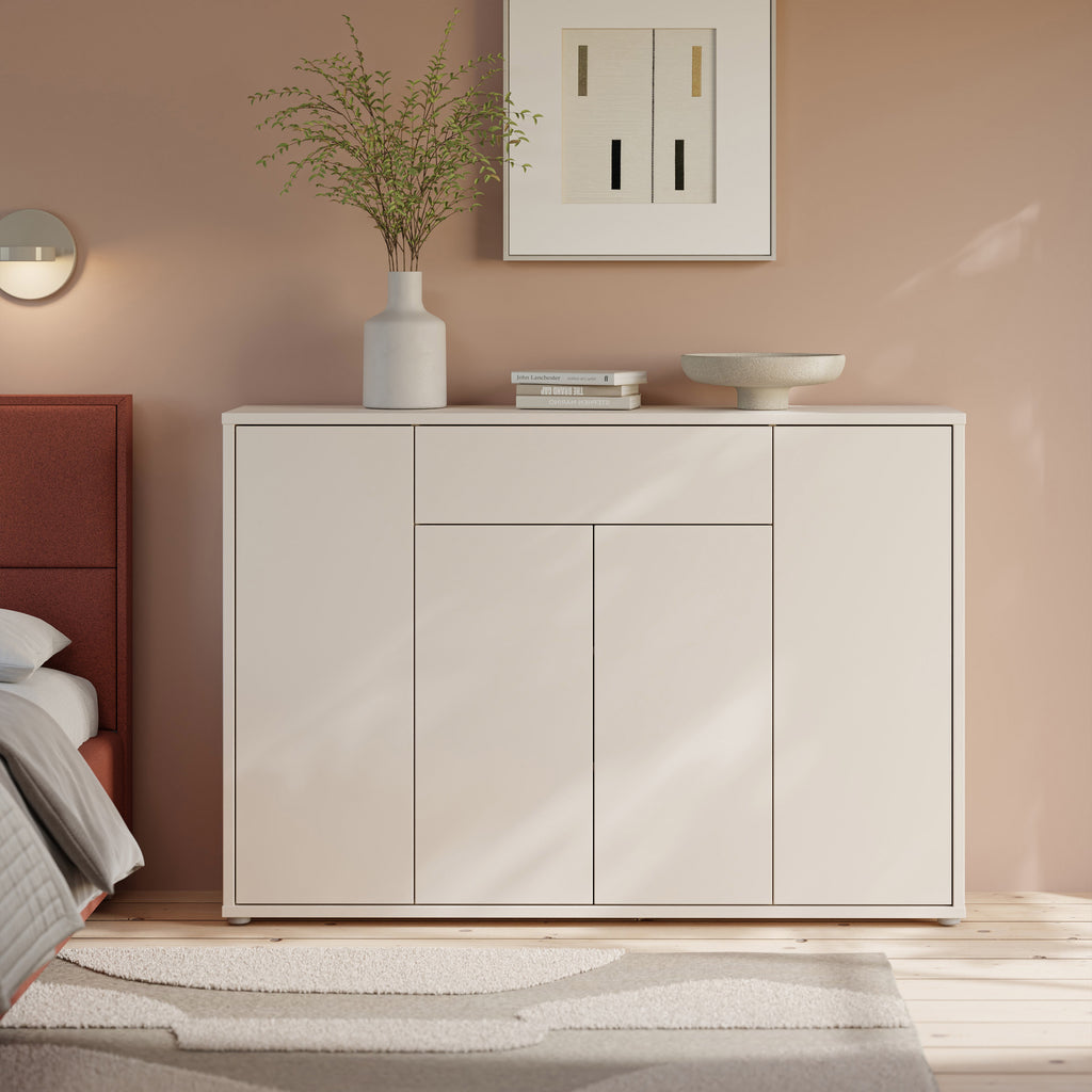 Alice Springs Shoe Cabinet with 4 Doors Push-to-Open & 1 Drawer Push-to-Open in Sand