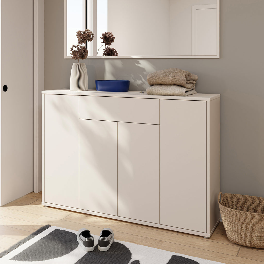 Alice Springs Shoe Cabinet with 4 Doors Push-to-Open & 1 Drawer Push-to-Open in Sand