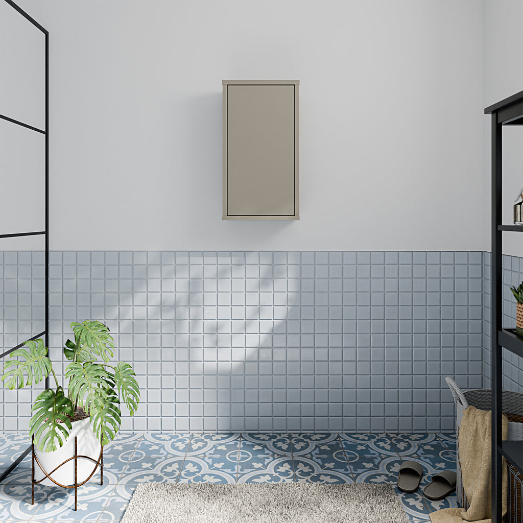 Alice Springs Hanging Storage Cupboard with 1 Door Push-to-Open in Taupe