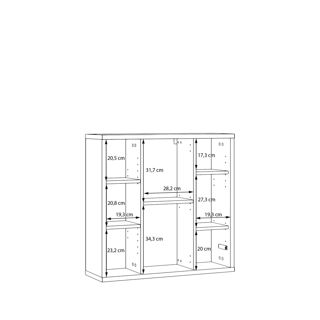 Alice Springs Hanging Mirror Cupboard with 3 Doors Push-to-Open in Taupe