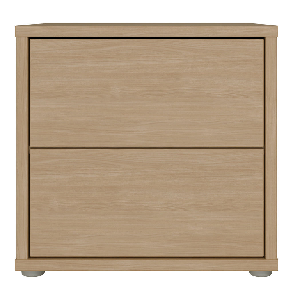 Alice Springs Low Bedside Cabinet with 2 Drawers Push-to-Open in Elegancia Oak