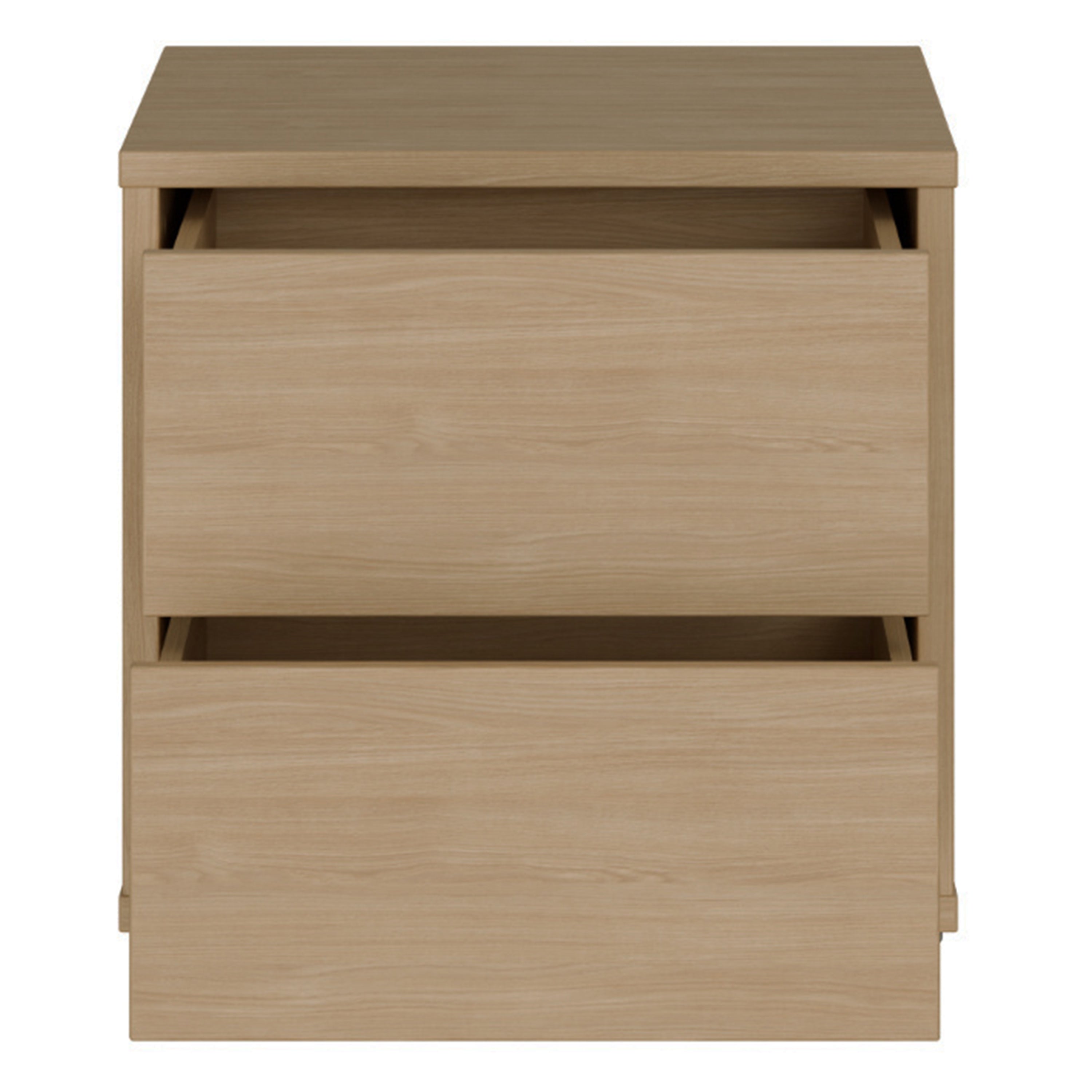 Alice Springs Low Bedside Cabinet with 2 Drawers Push-to-Open in Elegancia Oak