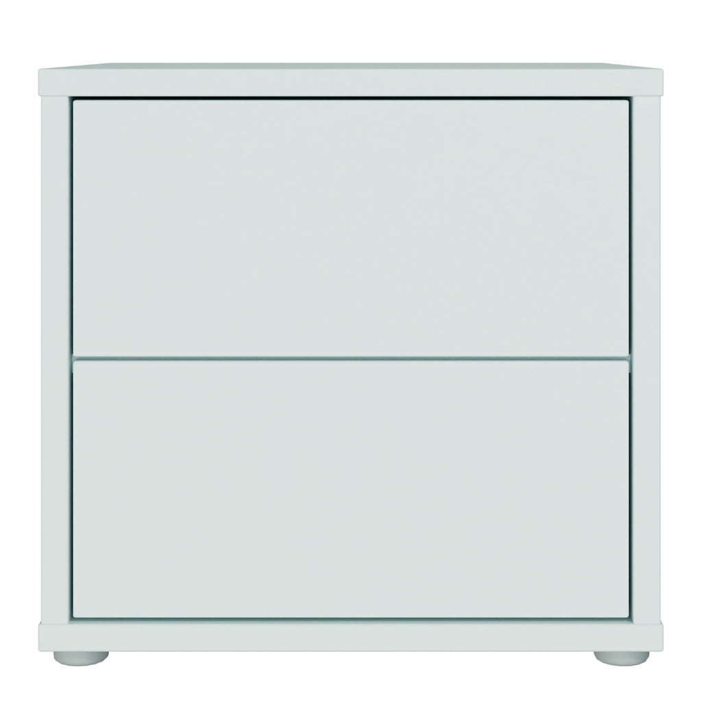 Alice Springs Low Bedside Cabinet with 2 Drawers Push-to-Open in Light Grey