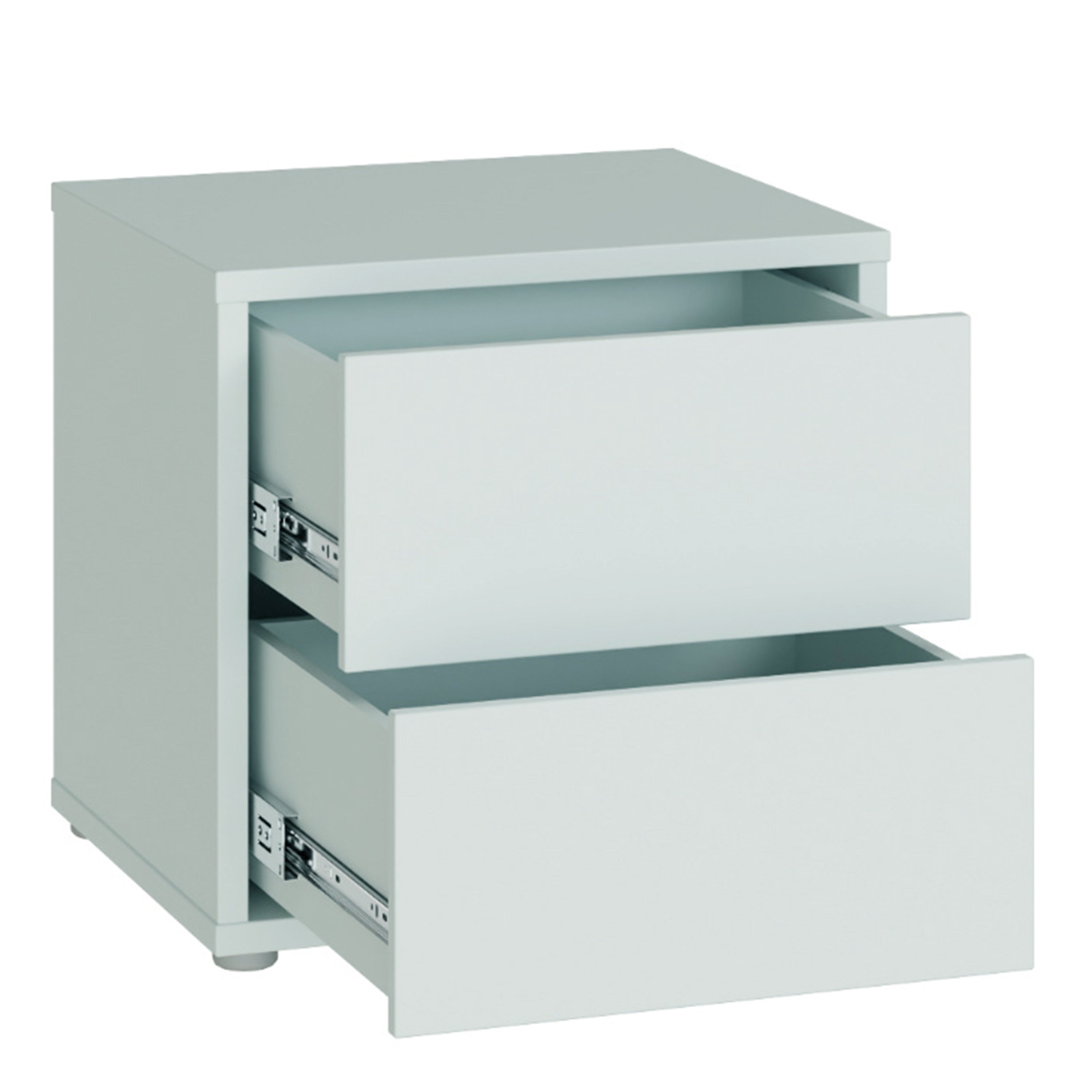 Alice Springs Low Bedside Cabinet with 2 Drawers Push-to-Open in Light Grey