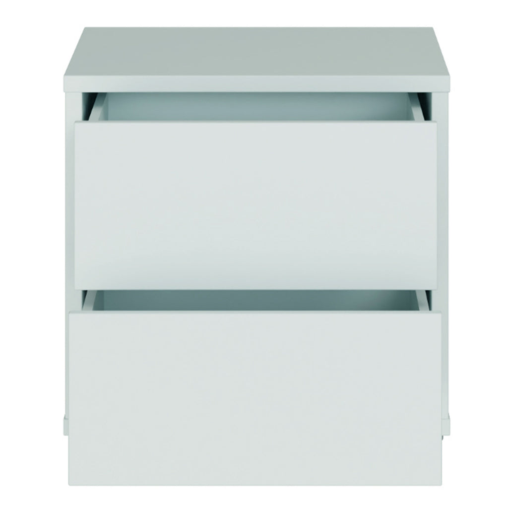 Alice Springs Low Bedside Cabinet with 2 Drawers Push-to-Open in Light Grey
