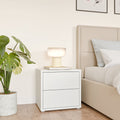 Alice Springs Low Bedside Cabinet with 2 Drawers Push-to-Open in Light Grey