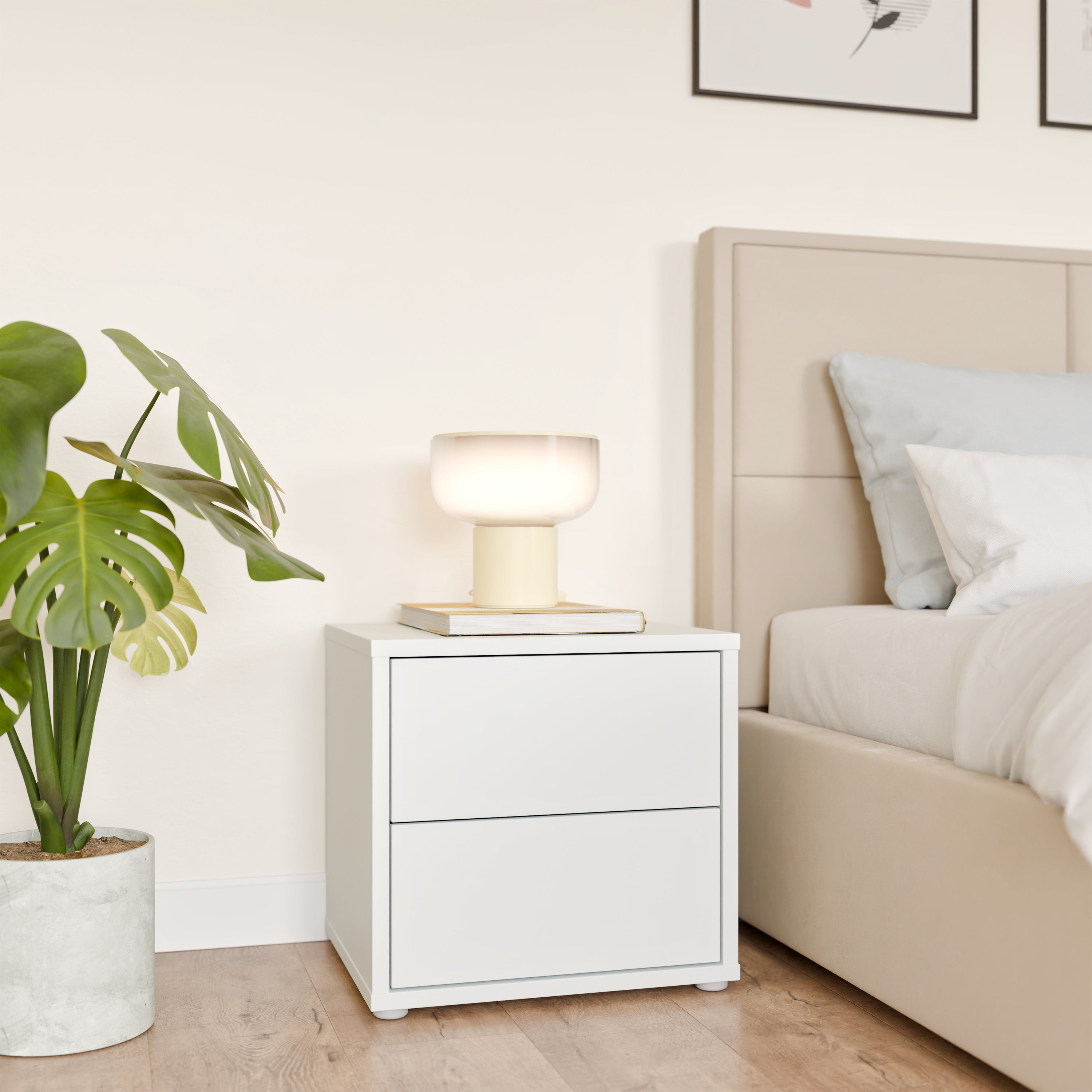 Alice Springs Low Bedside Cabinet with 2 Drawers Push-to-Open in Night Blue