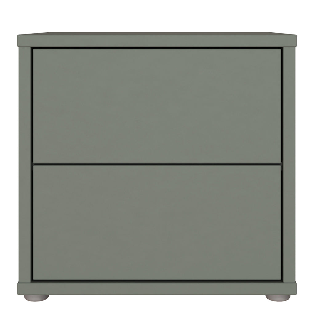 Alice Springs Low Bedside Cabinet with 2 Drawers Push-to-Open in Sage Green