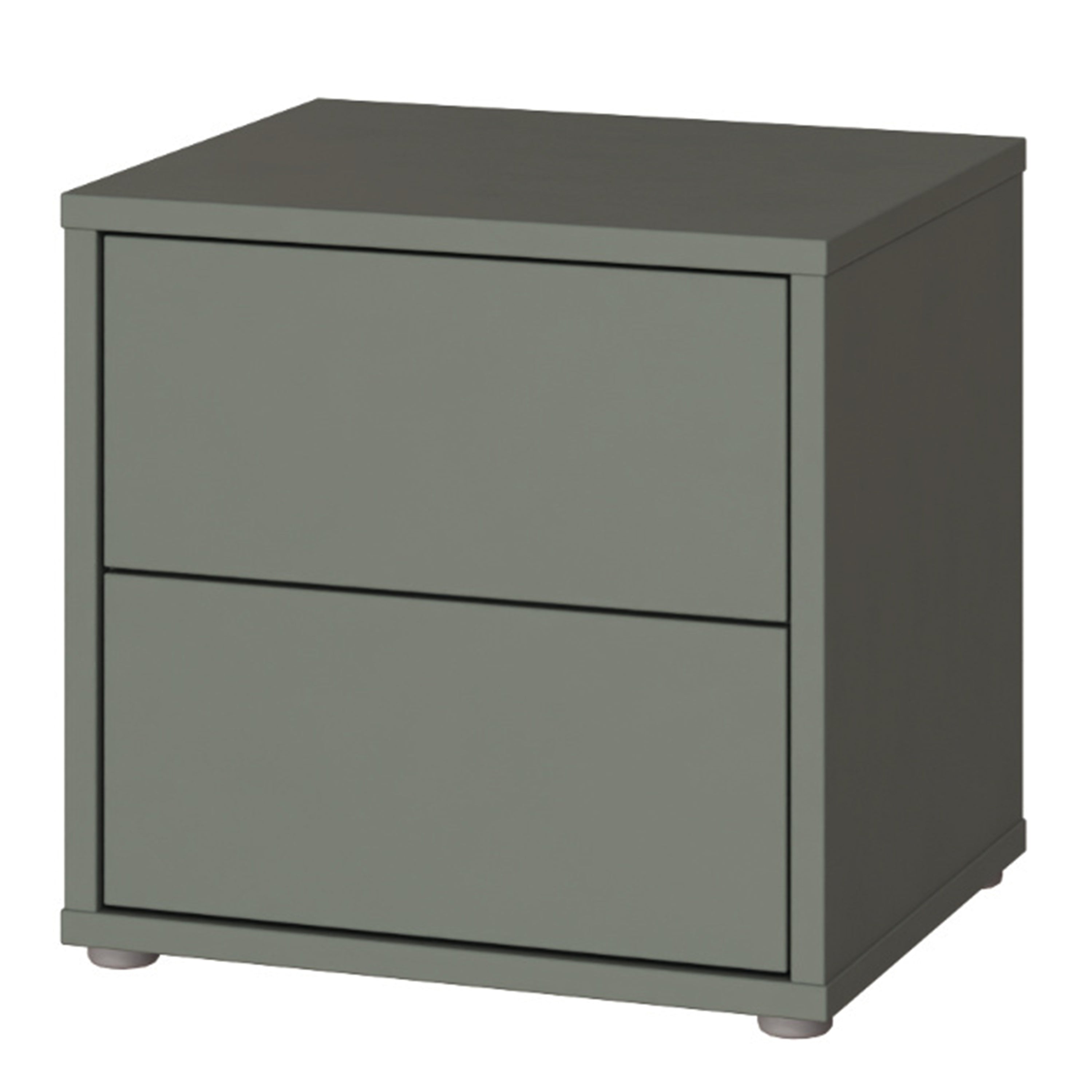 Alice Springs Low Bedside Cabinet with 2 Drawers Push-to-Open in Sage Green