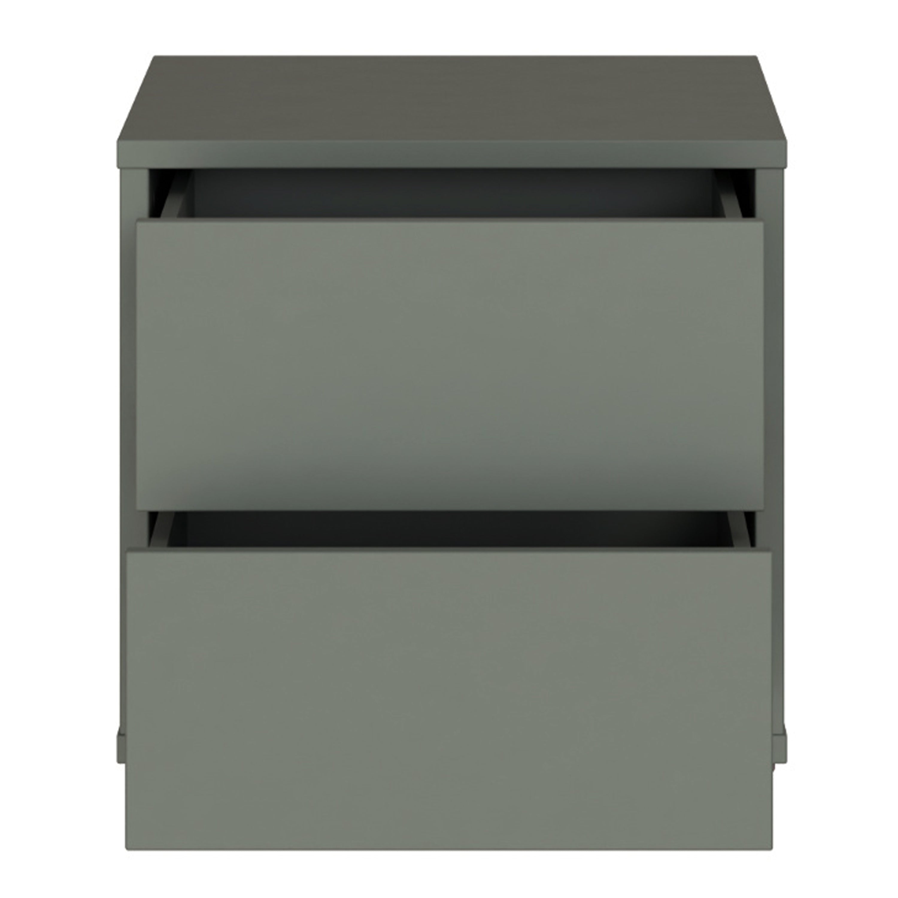 Alice Springs Low Bedside Cabinet with 2 Drawers Push-to-Open in Sage Green