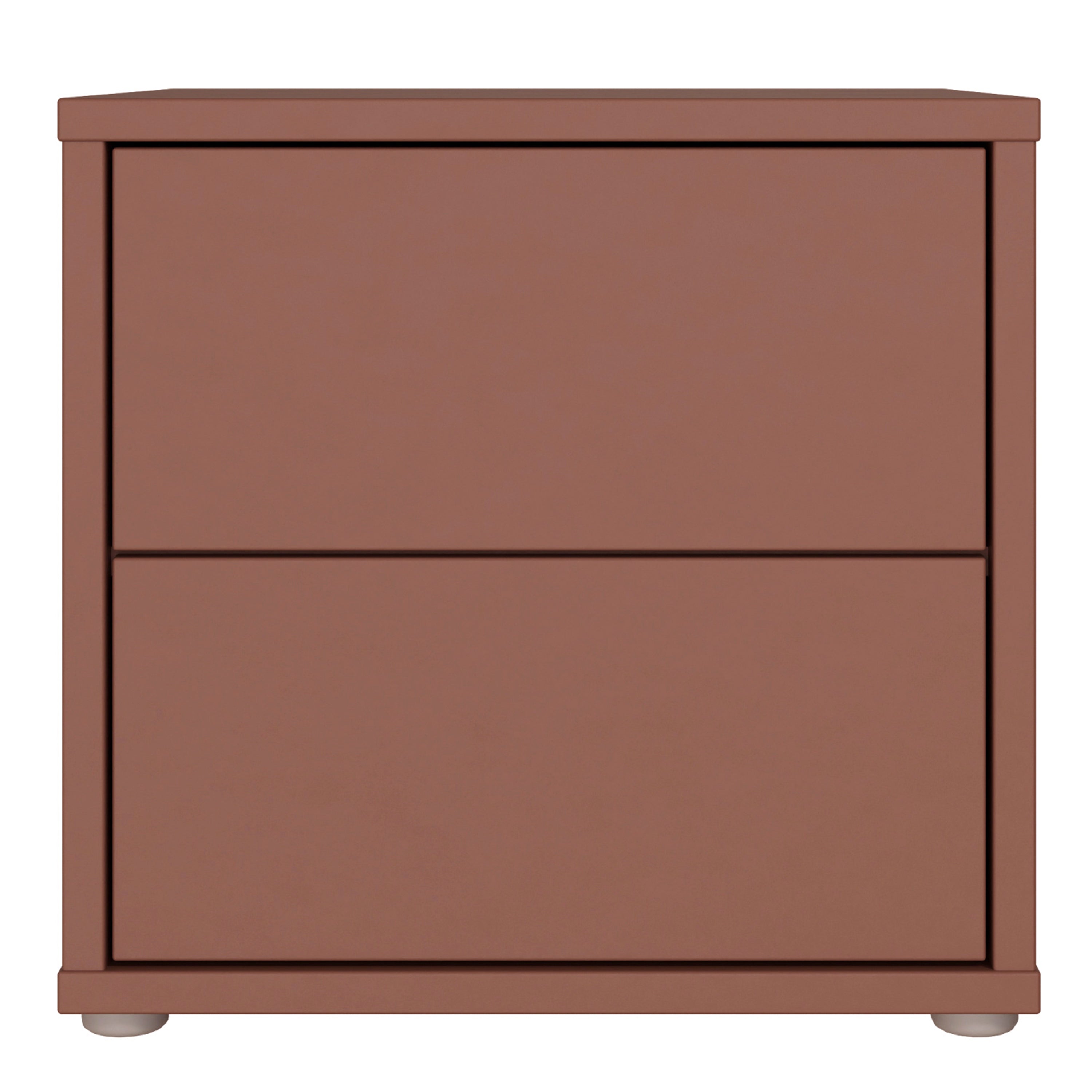 Alice Springs Low Bedside Cabinet with 2 Drawers Push-to-Open in Terracotta