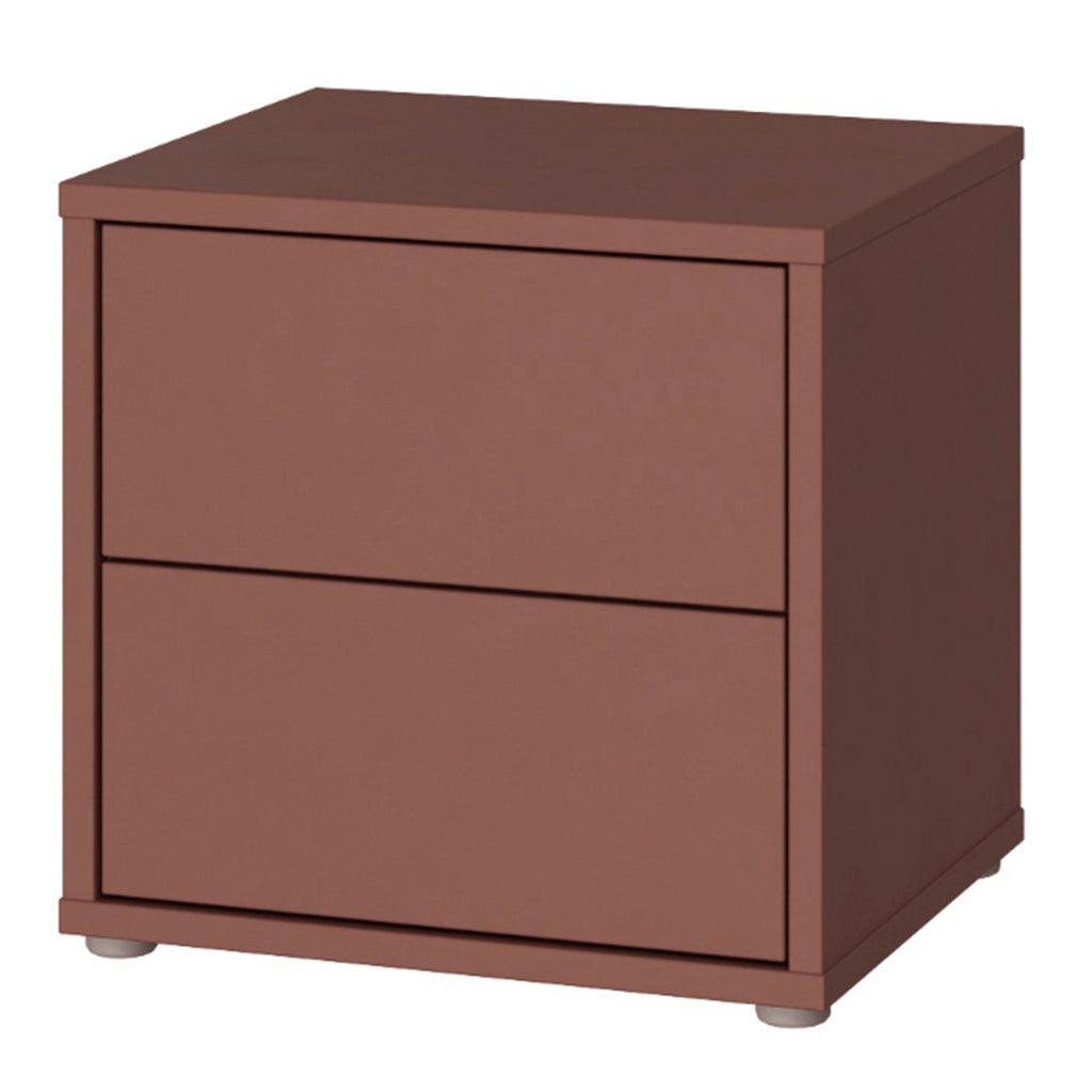 Alice Springs Low Bedside Cabinet with 2 Drawers Push-to-Open in Terracotta