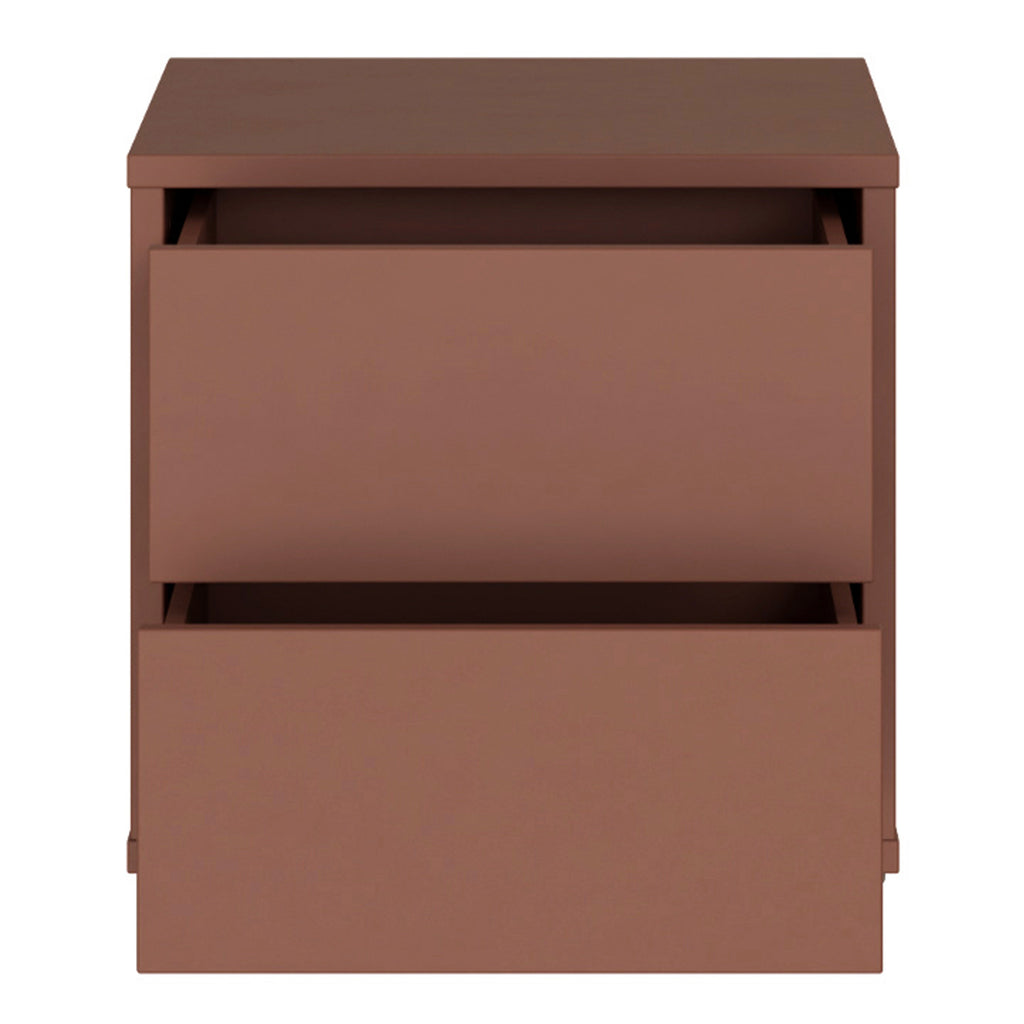 Alice Springs Low Bedside Cabinet with 2 Drawers Push-to-Open in Terracotta