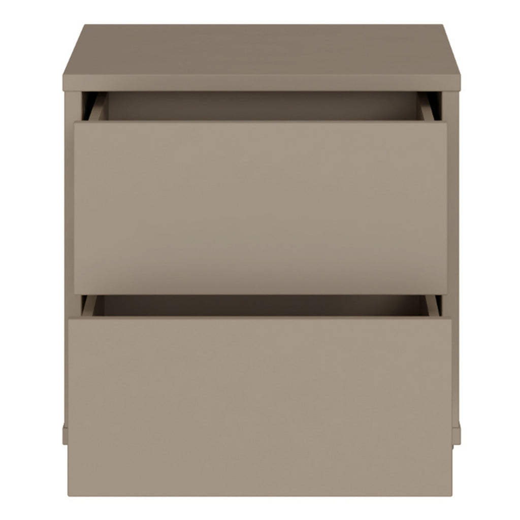 Alice Springs Low Bedside Cabinet with 2 Drawers Push-to-Open in Taupe