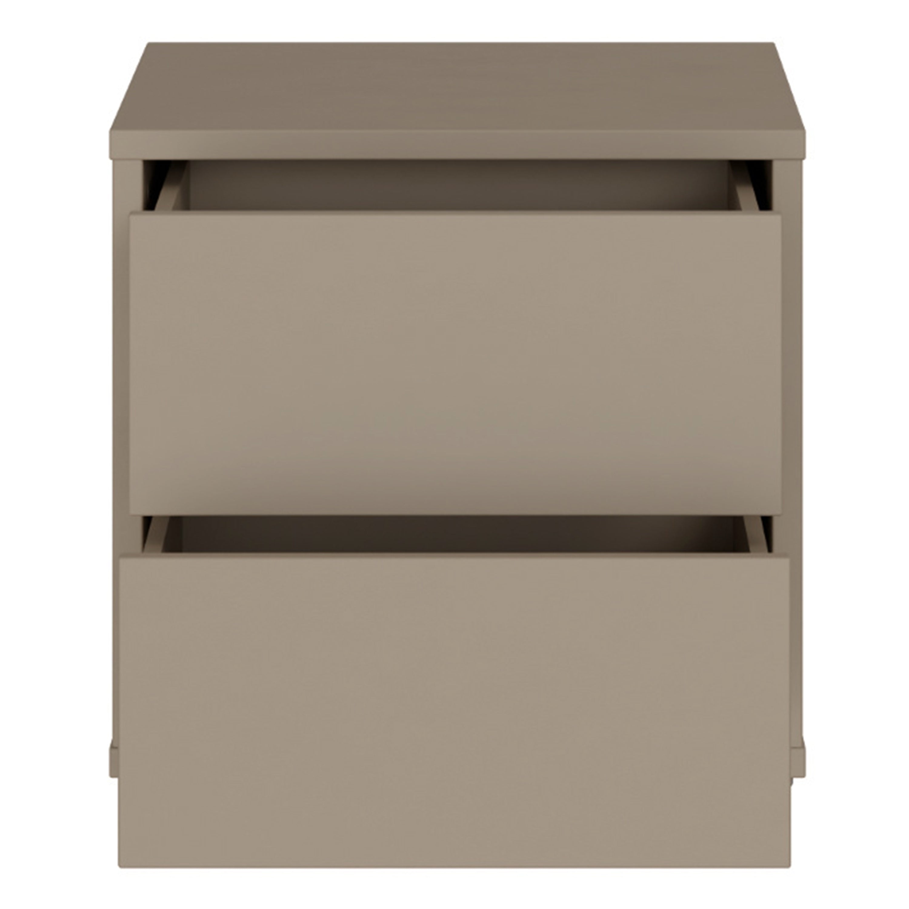 Alice Springs Low Bedside Cabinet with 2 Drawers Push-to-Open in Taupe