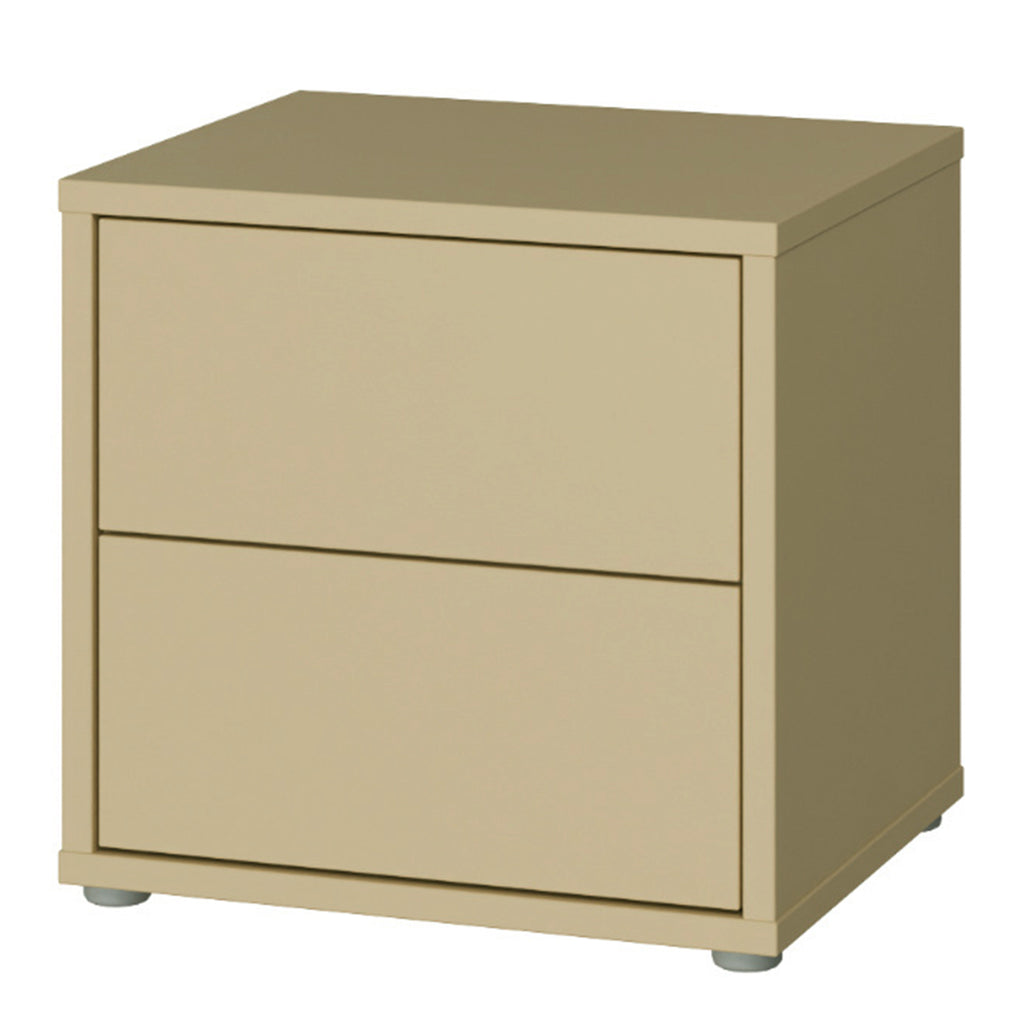 Alice Springs Low Bedside Cabinet with 2 Drawers Push-to-Open in Butter Yellow