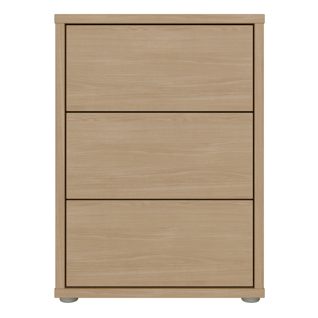 Alice Springs Bedside Cabinet with 3 Drawers Push-to-Open in Elegancia Oak