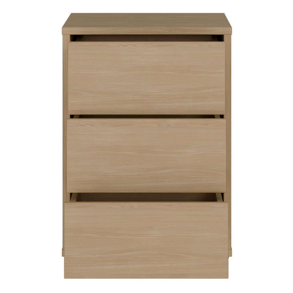 Alice Springs Bedside Cabinet with 3 Drawers Push-to-Open in Elegancia Oak