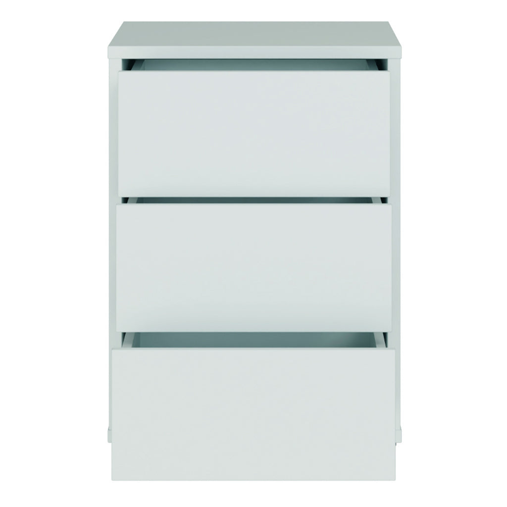 Alice Springs Bedside Cabinet with 3 Drawers Push-to-Open in Light Grey
