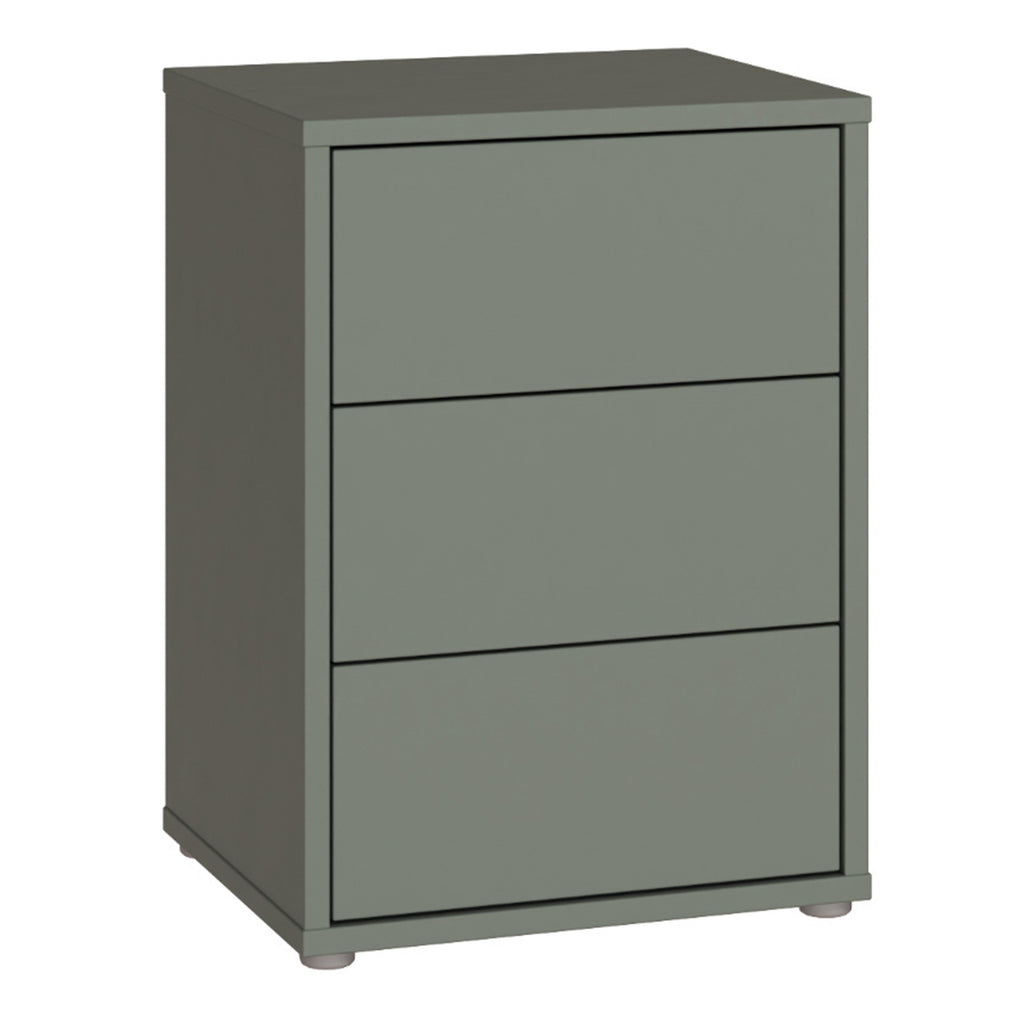 Alice Springs Bedside Cabinet with 3 Drawers Push-to-Open in Sage Green