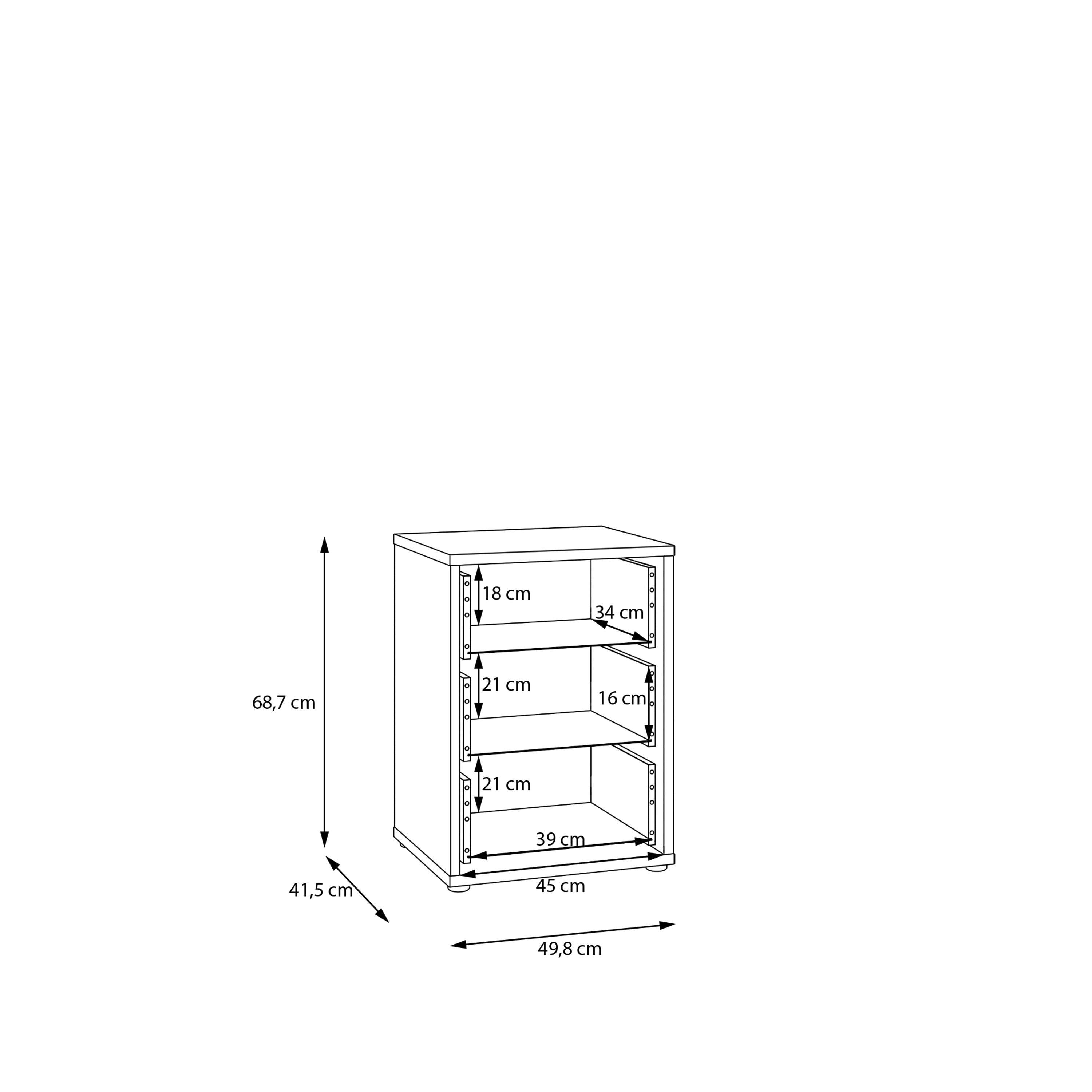 Alice Springs Bedside Cabinet with 3 Drawers Push-to-Open in Sand