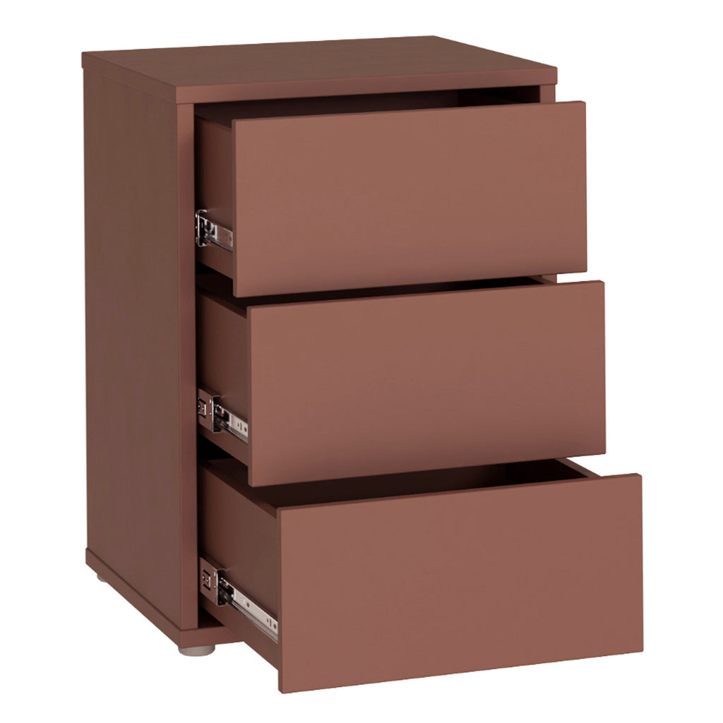 Alice Springs Bedside Cabinet with 3 Drawers Push-to-Open in Terracotta
