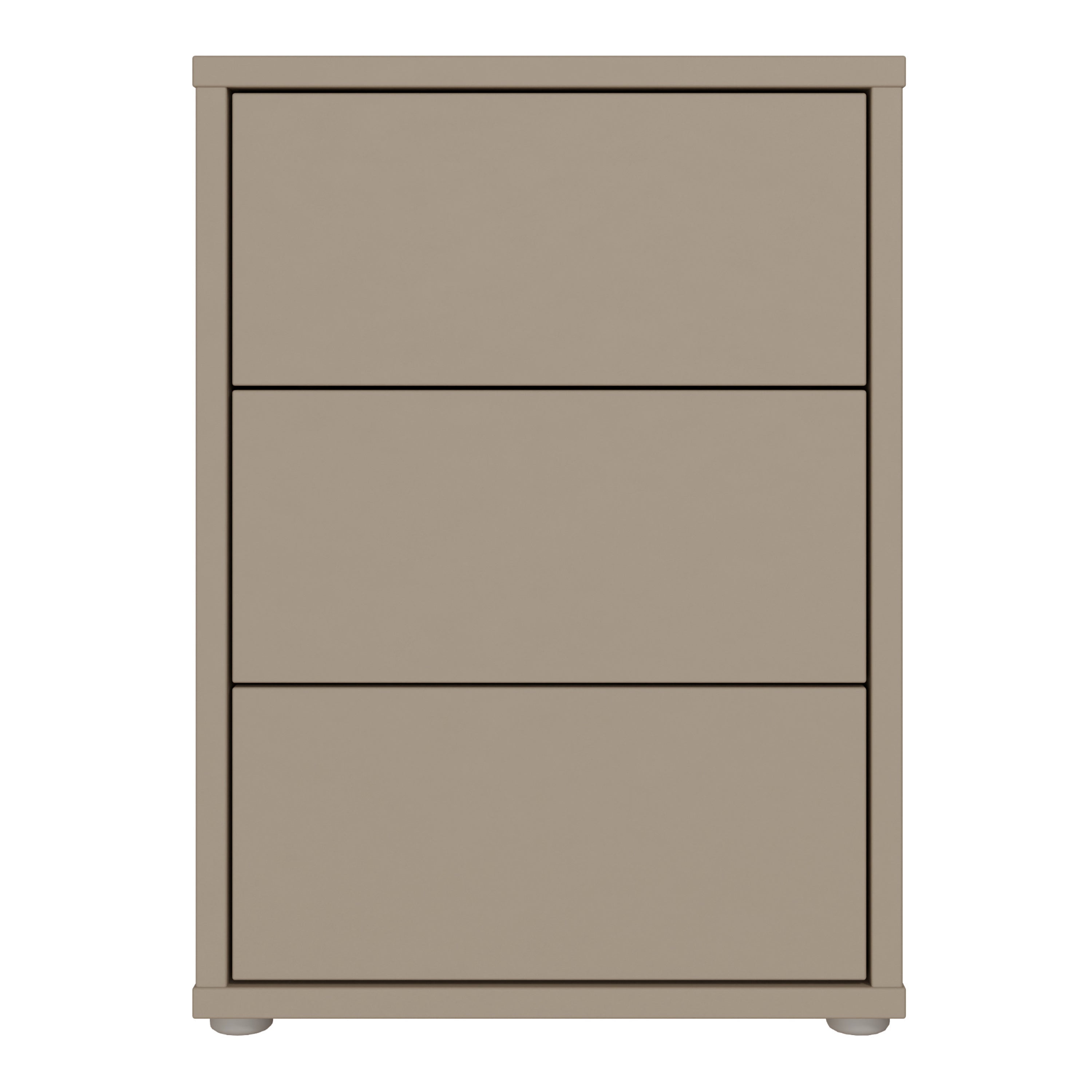 Alice Springs Bedside Cabinet with 3 Drawers Push-to-Open in Taupe