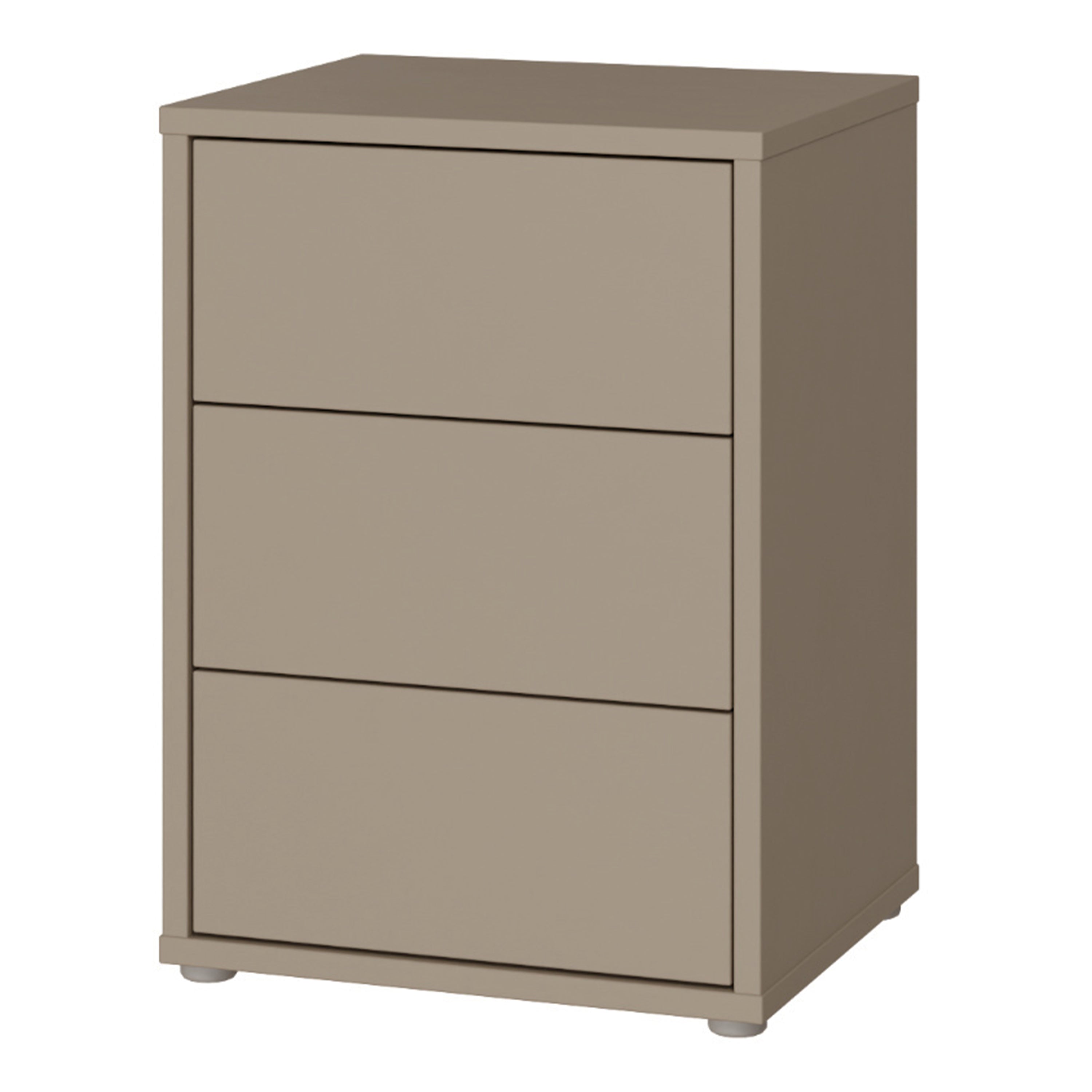 Alice Springs Bedside Cabinet with 3 Drawers Push-to-Open in Taupe