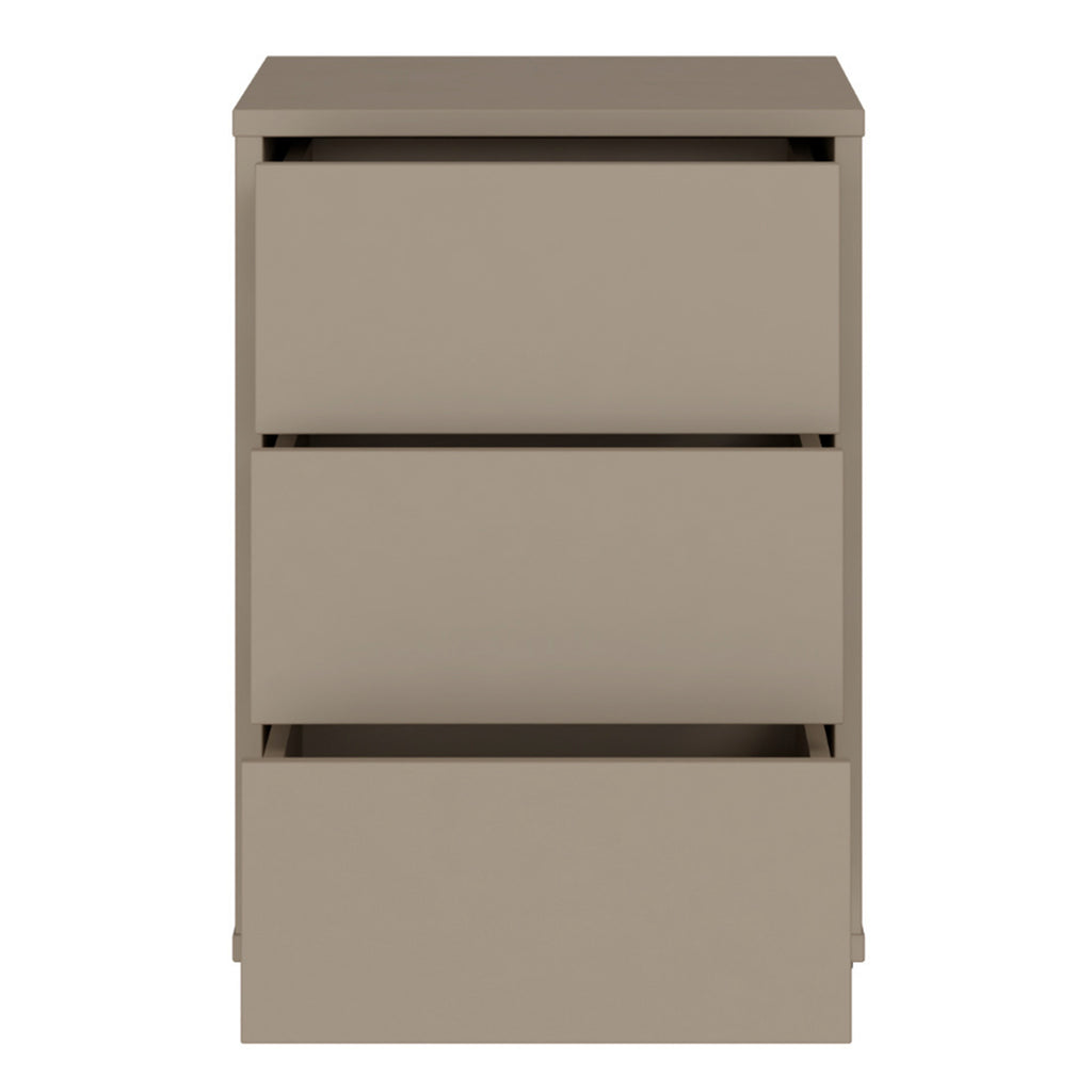 Alice Springs Bedside Cabinet with 3 Drawers Push-to-Open in Taupe