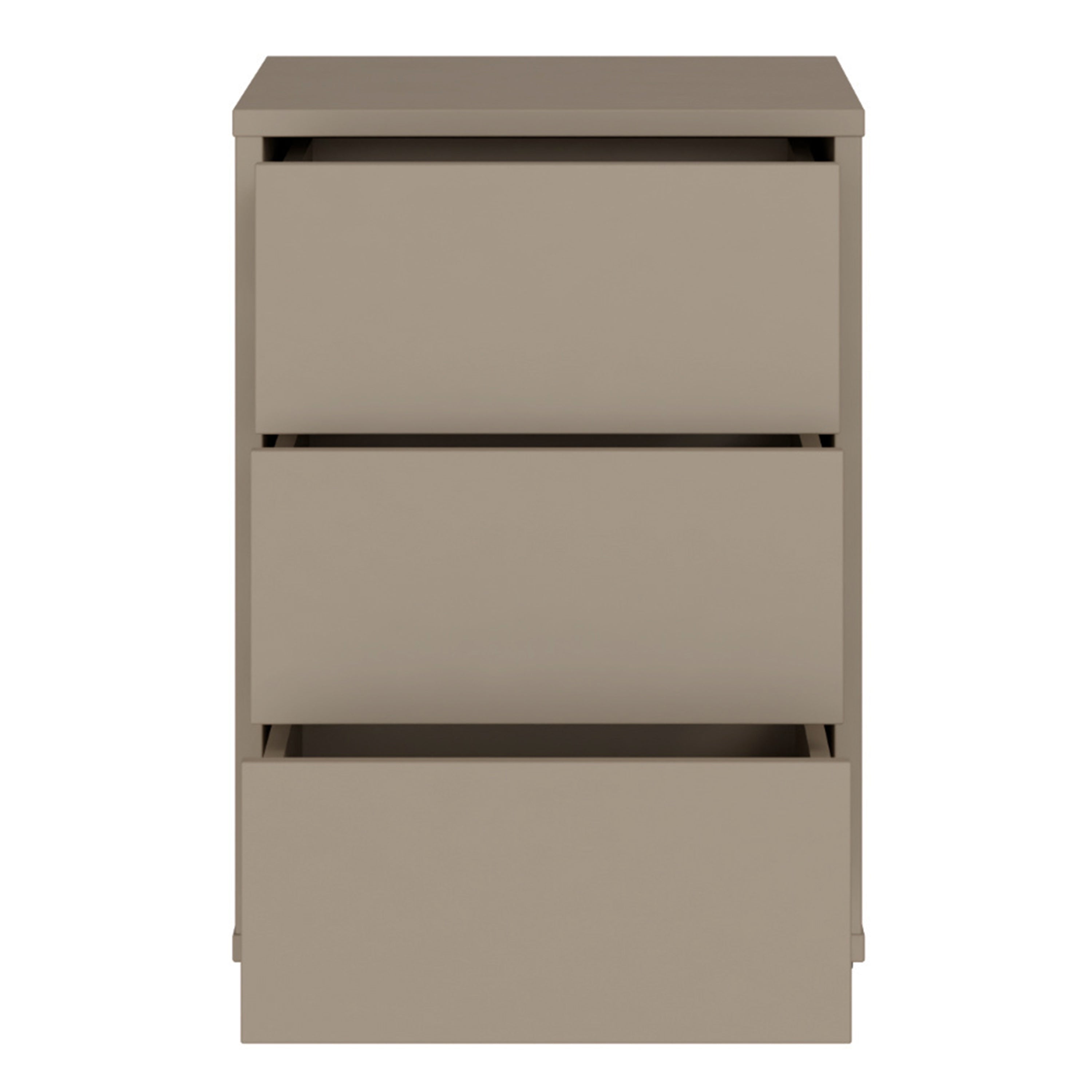 Alice Springs Bedside Cabinet with 3 Drawers Push-to-Open in Taupe