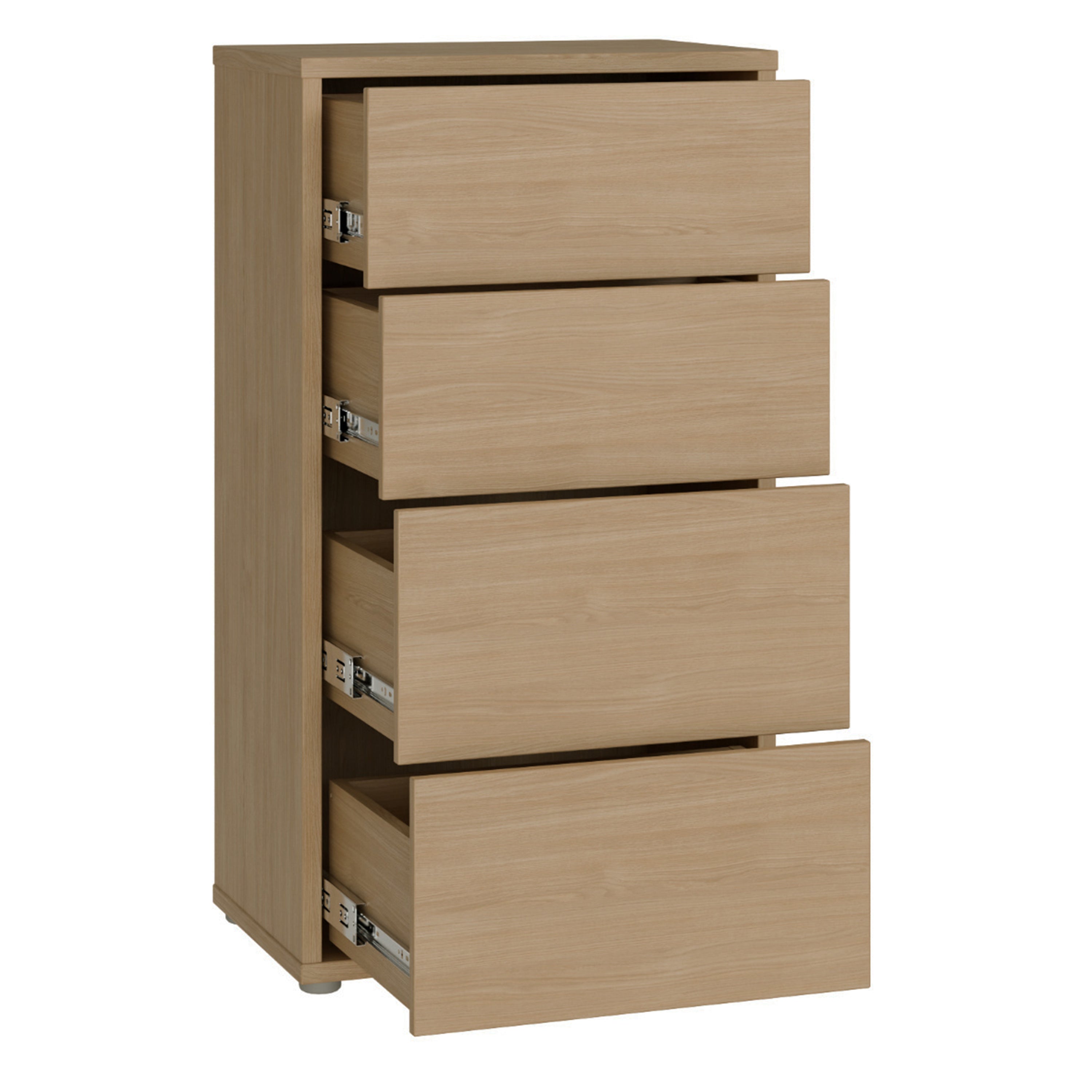 Alice Springs Tall 4 Drawer Chest with Push-to-Open Drawers in Elegancia Oak