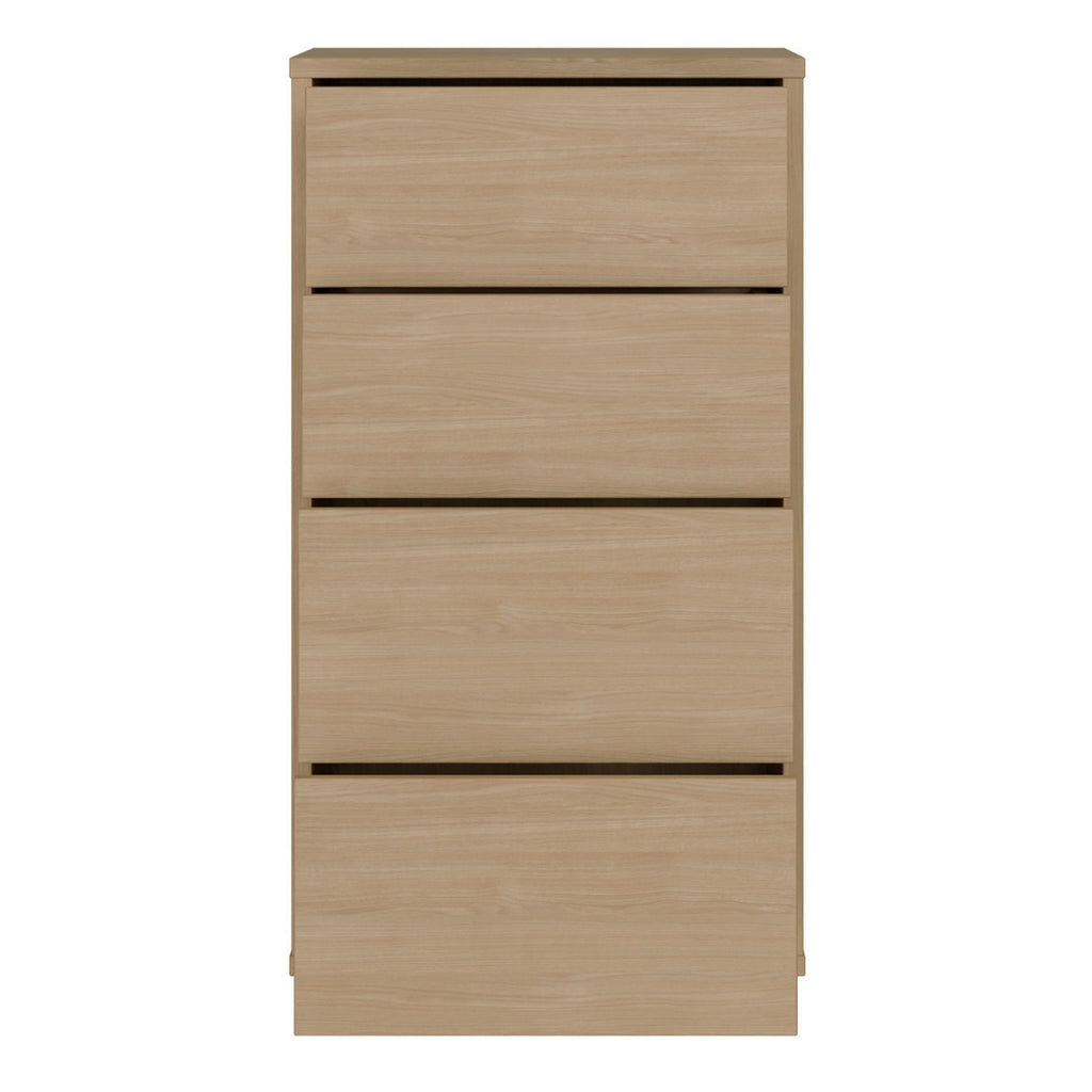 Alice Springs Tall 4 Drawer Chest with Push-to-Open Drawers in Elegancia Oak