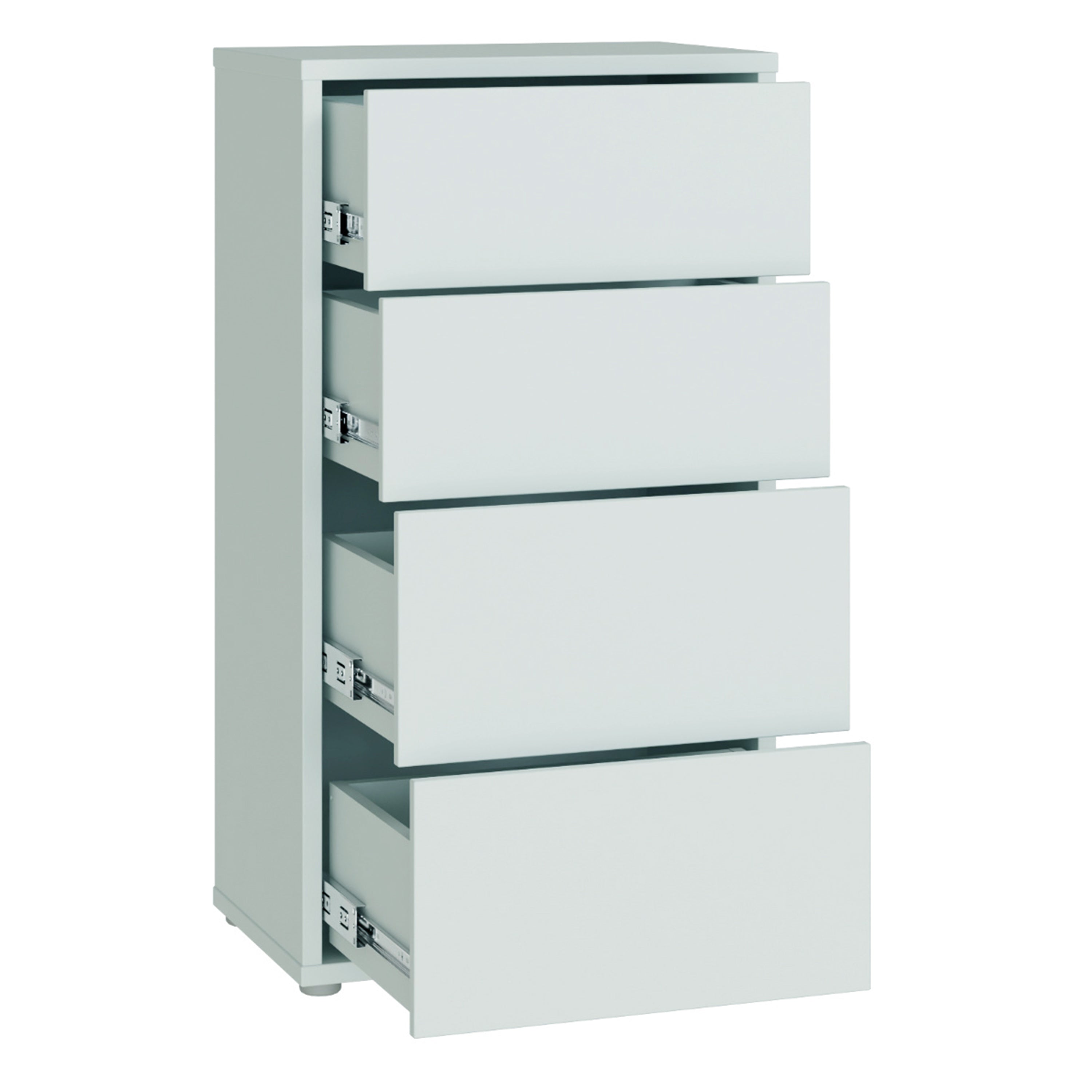 Alice Springs Tall 4 Drawer Chest with Push-to-Open Drawers in Light Grey