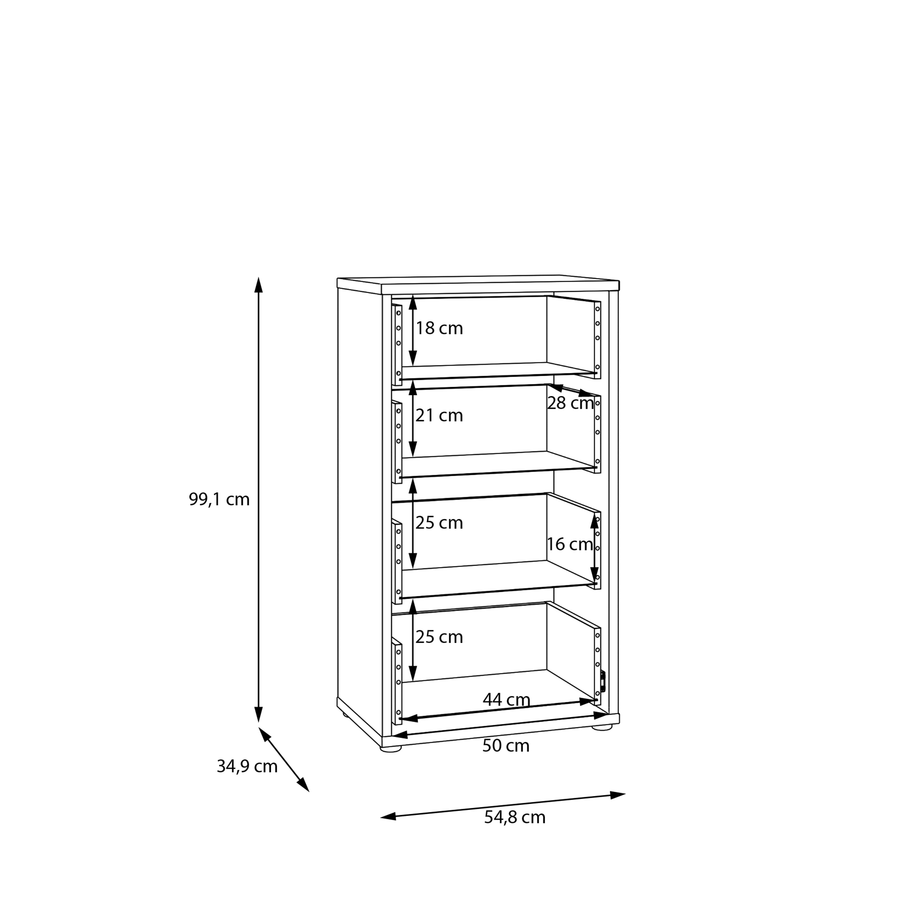 Alice Springs Tall 4 Drawer Chest with Push-to-Open Drawers in Light Grey