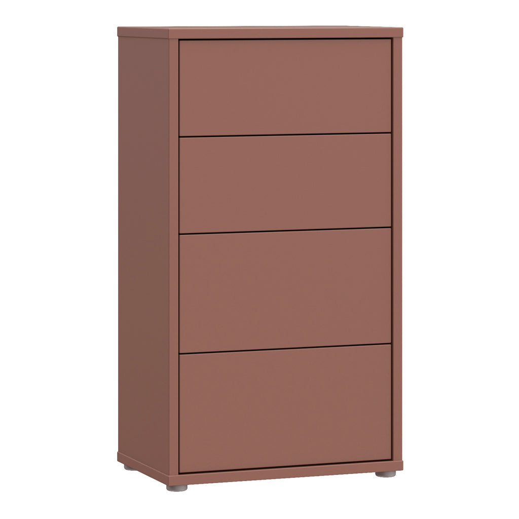 Alice Springs Tall 4 Drawer Chest with Push-to-Open Drawers in Terracotta