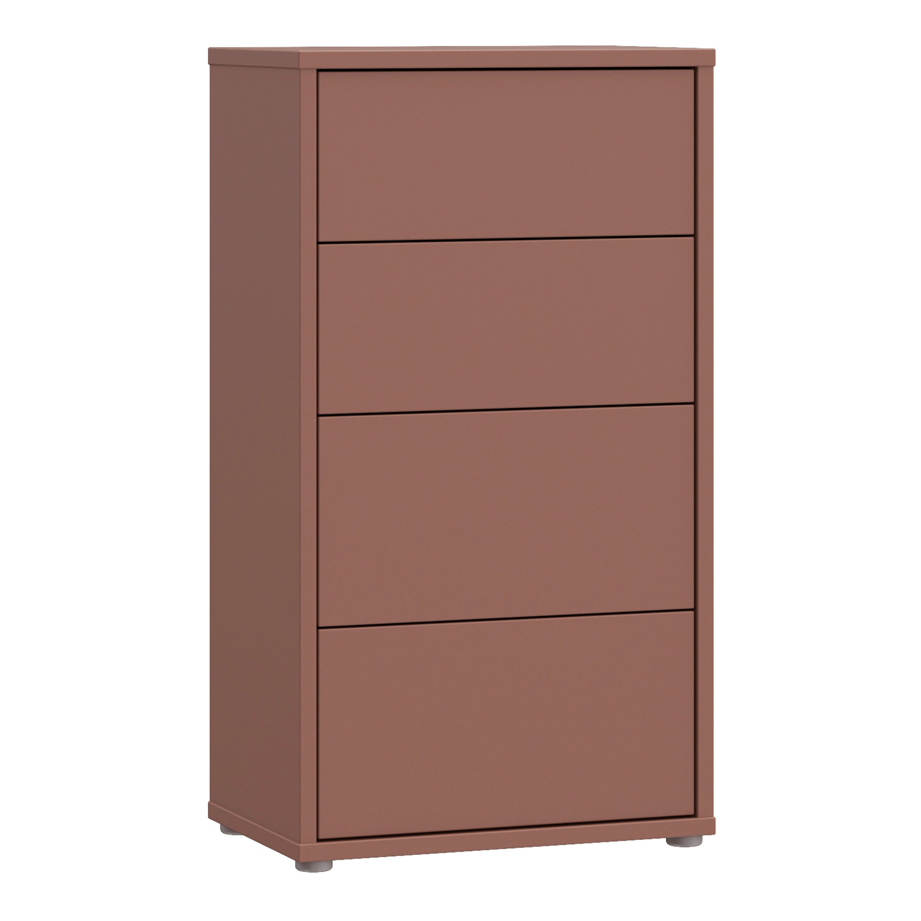 Alice Springs Tall 4 Drawer Chest with Push-to-Open Drawers in Terracotta