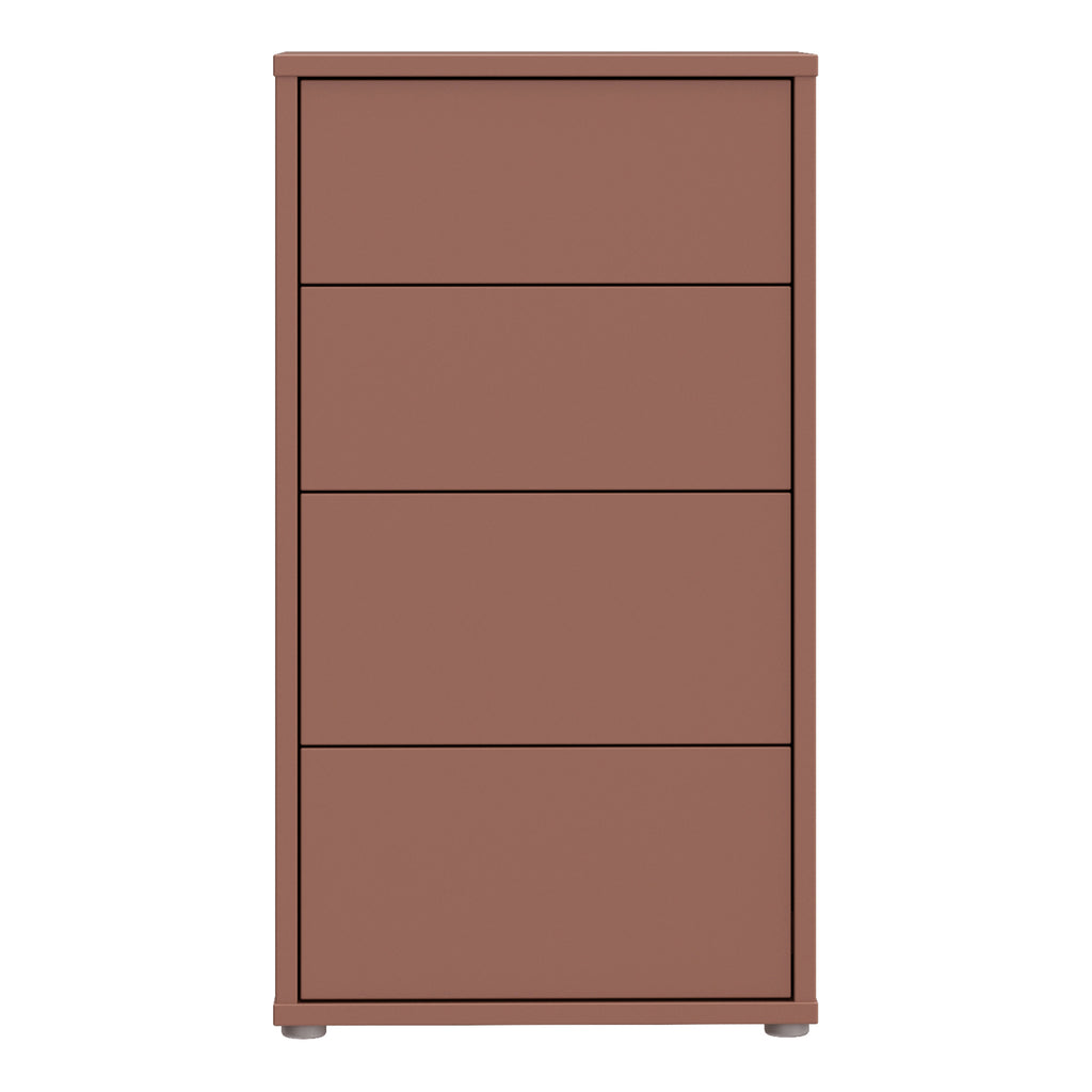 Alice Springs Tall 4 Drawer Chest with Push-to-Open Drawers in Terracotta