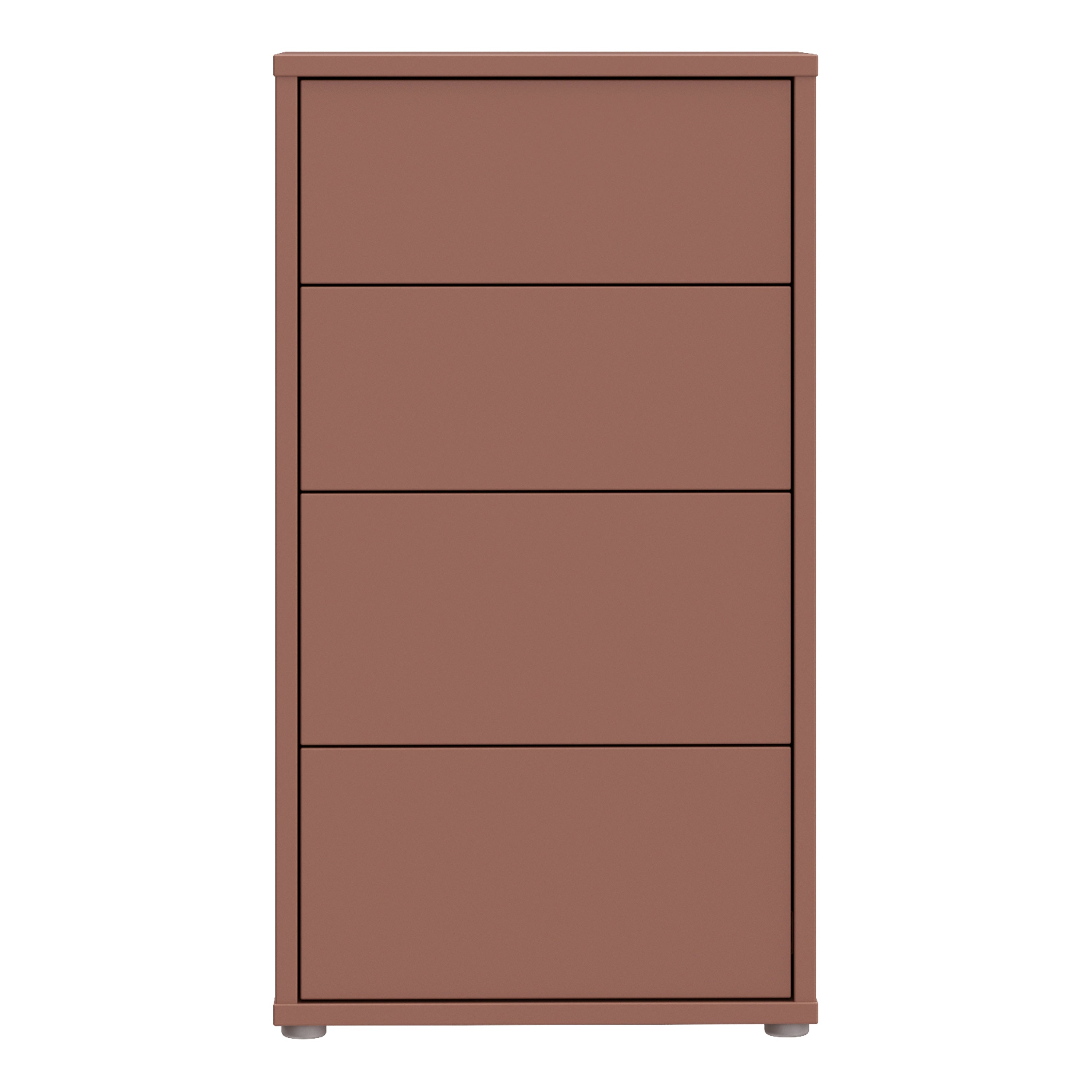 Alice Springs Tall 4 Drawer Chest with Push-to-Open Drawers in Terracotta