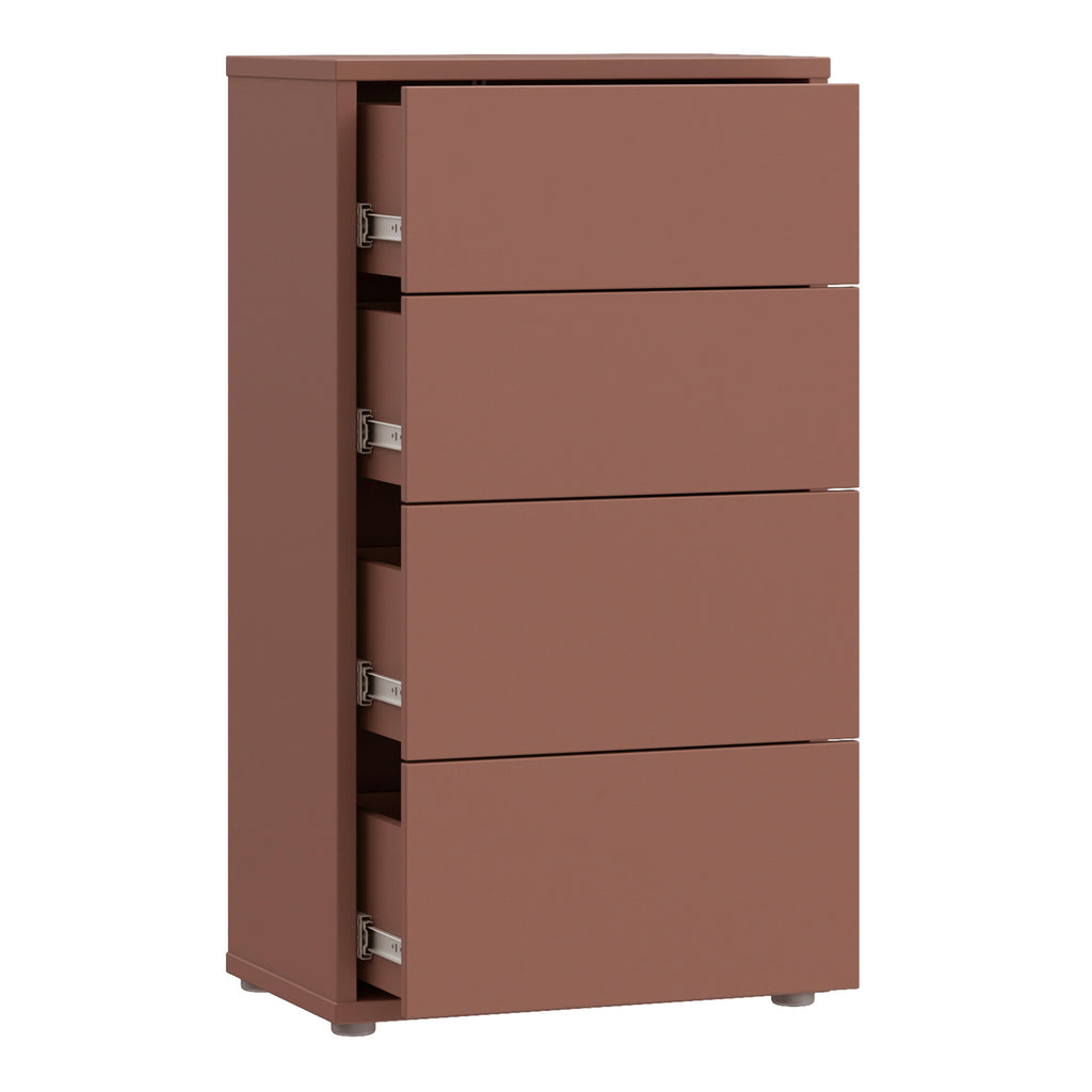 Alice Springs Tall 4 Drawer Chest with Push-to-Open Drawers in Terracotta