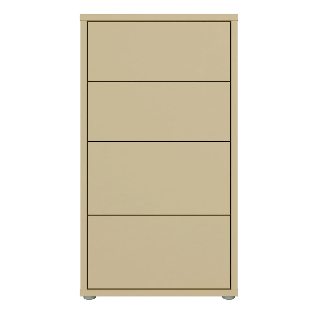Alice Springs Tall 4 Drawer Chest with Push-to-Open Drawers in Butter Yellow