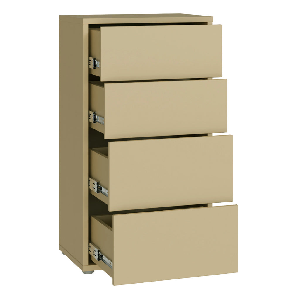Alice Springs Tall 4 Drawer Chest with Push-to-Open Drawers in Butter Yellow