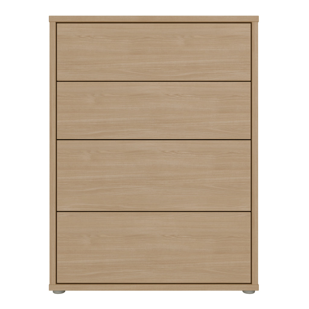 Alice Springs 4 Drawer Chest with Push-to-Open Drawers in Elegancia Oak and White